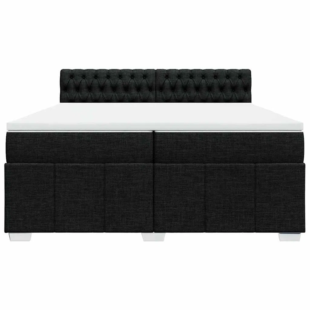 Cama con somier con colchón de 200 x 200 cm en tejido negro, núcleo de muelles ensacados para un agarre óptimo y una transferencia de movimiento reducida, incluye cómodo y transpirable