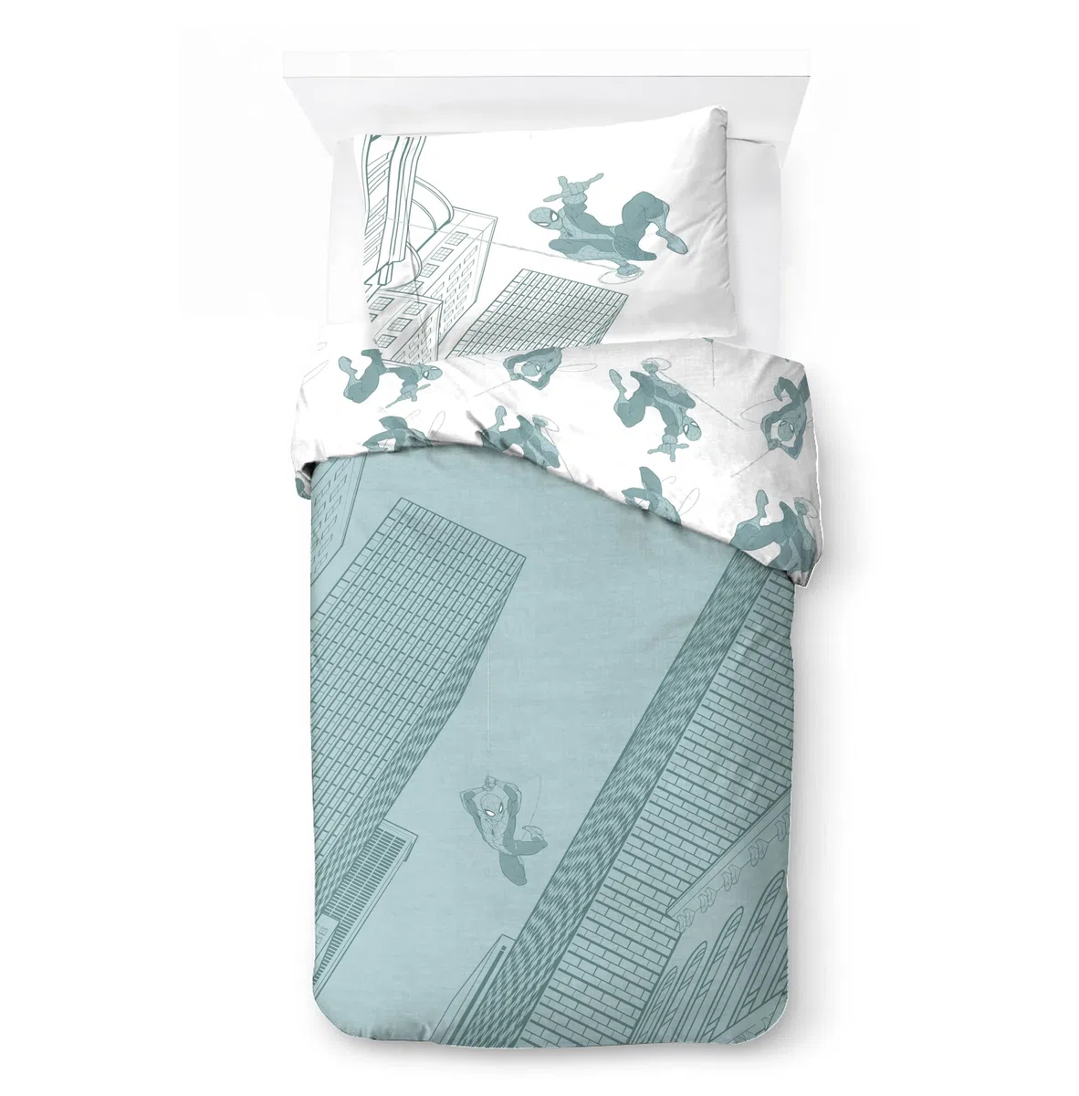 Jay Franco Kids Marvel Spiderman Juego de Funda nórdica - Ropa de Cama Supersuave con Funda de Almohada, Solo Funda, edredón no Incluido, Verde, 2 Piezas, Individual