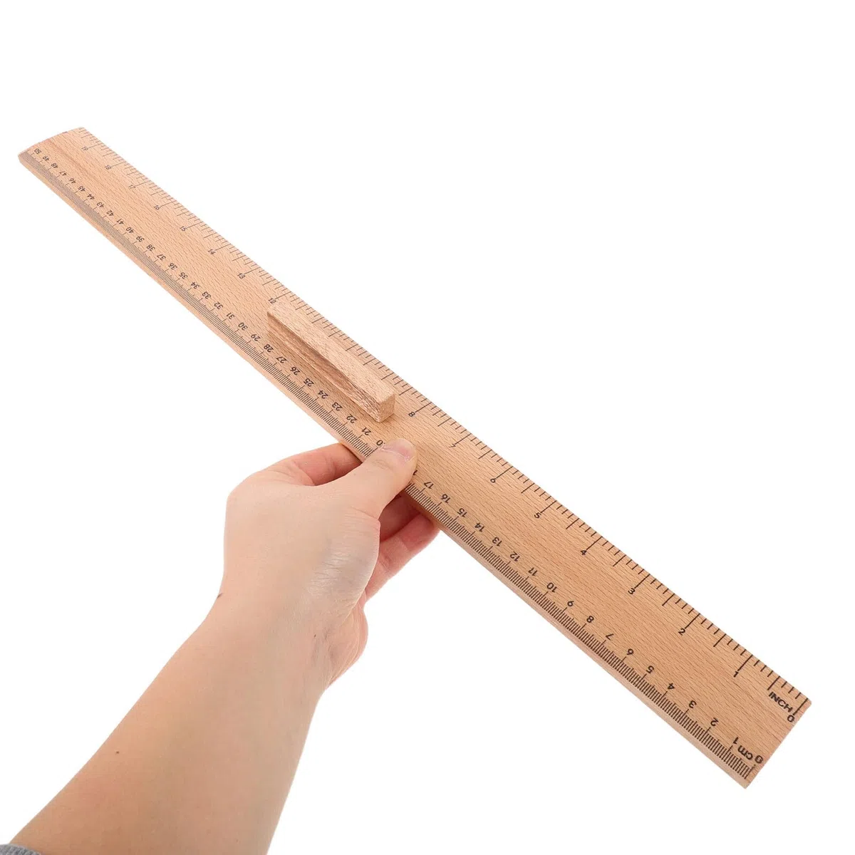 Regla Recta y Escuadra de Madera 50 CM 2 Piezas Herramienta de Medición para Estudiantes en Dibujo y Costura