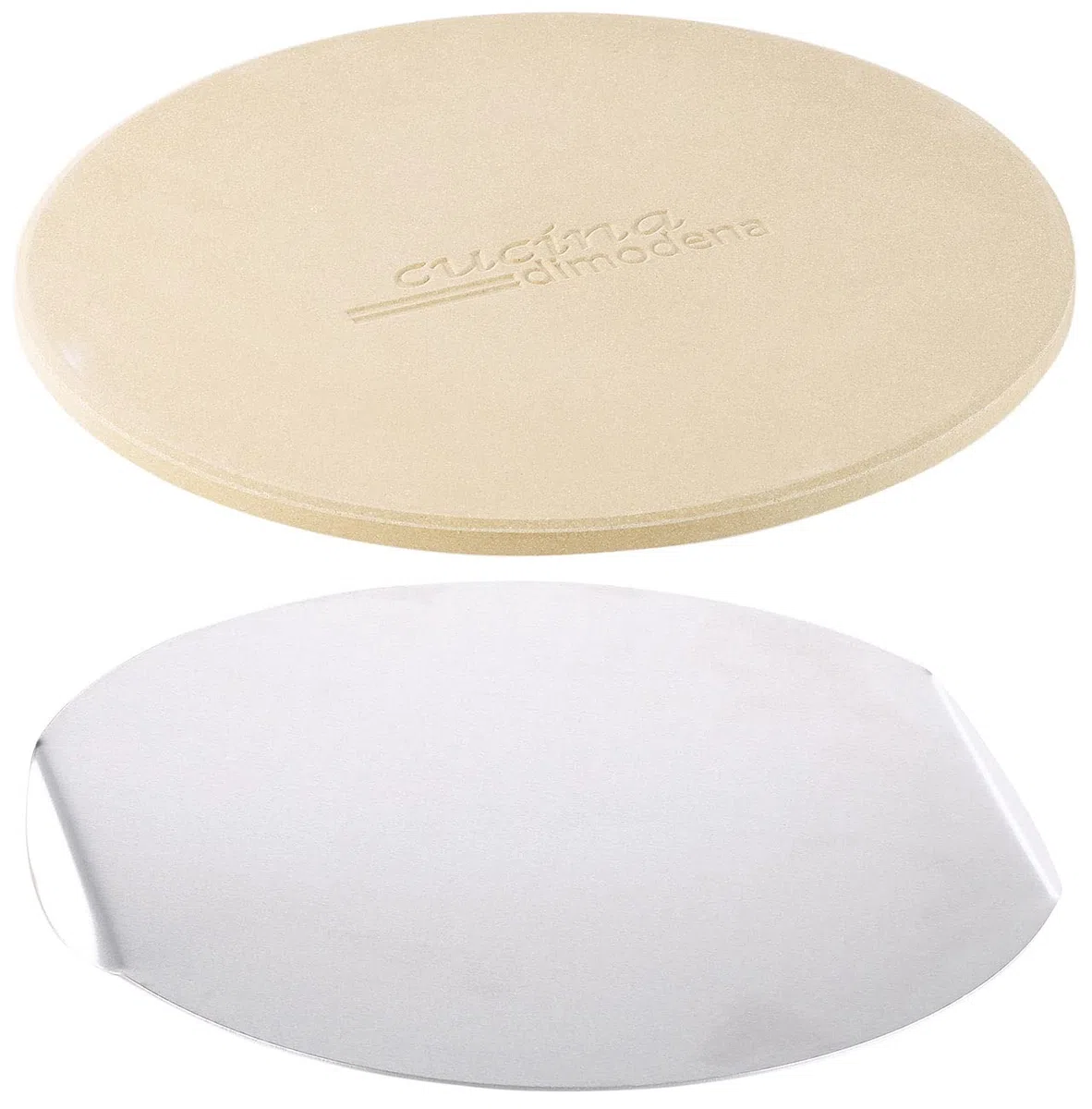 Pizza Calculculo: Piedra para Pizza Redonda con Bandeja de Aluminio, diámetro 26 cm (Piedra para Pizza para Horno)