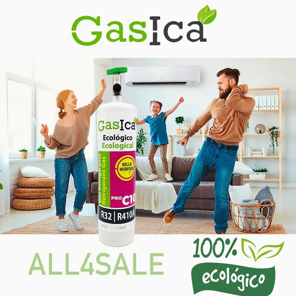 3x Envases GASICA C10 PRO | Gas Refrigerante Orgánico | Alternativa R410A y R32 | Equivalente a 2.4 Kg R410A con válvulas en cada envase para mas usos