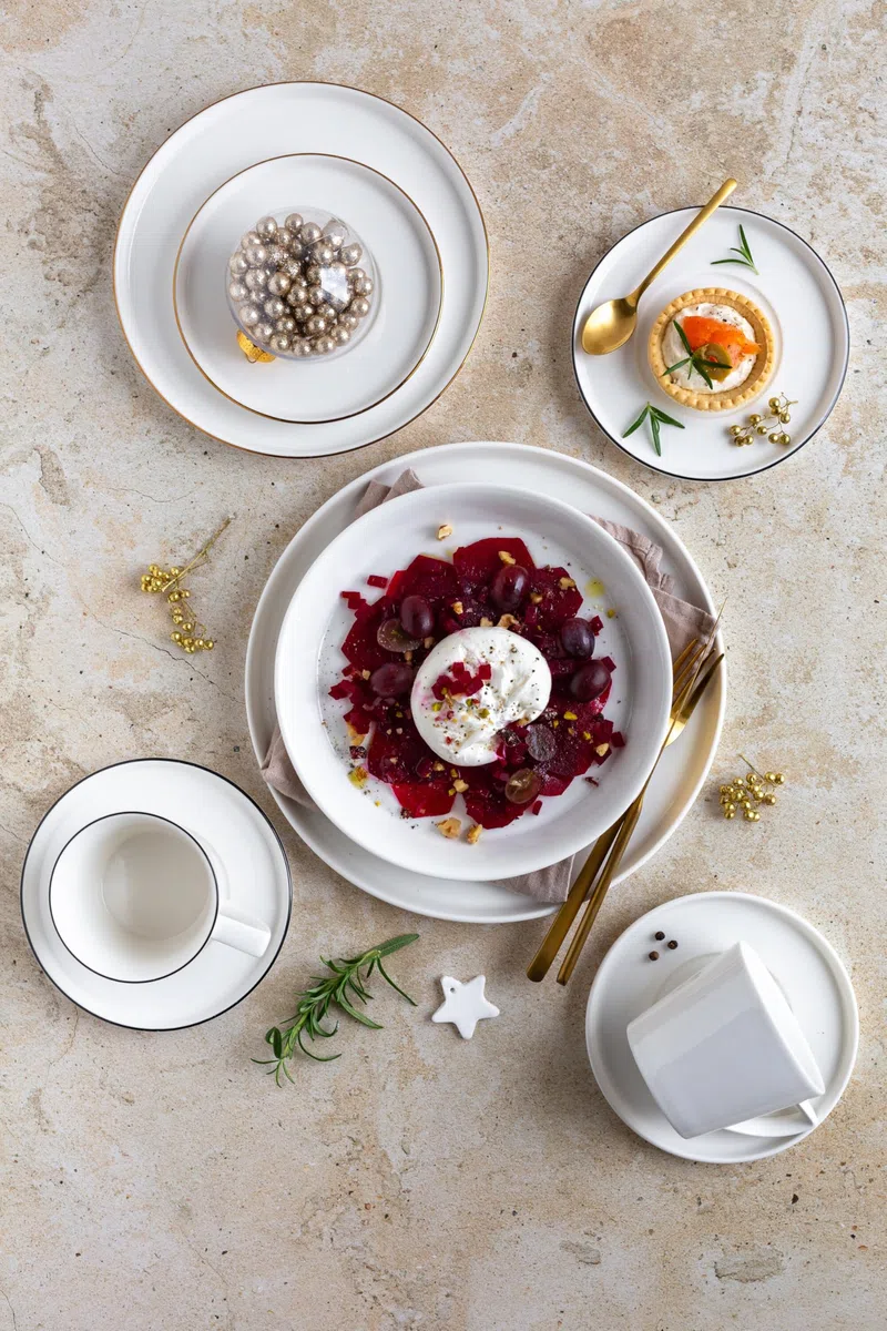 MÄSER, Serie Sita - Juego de platos para 6 personas (porcelana blanca), color blanco