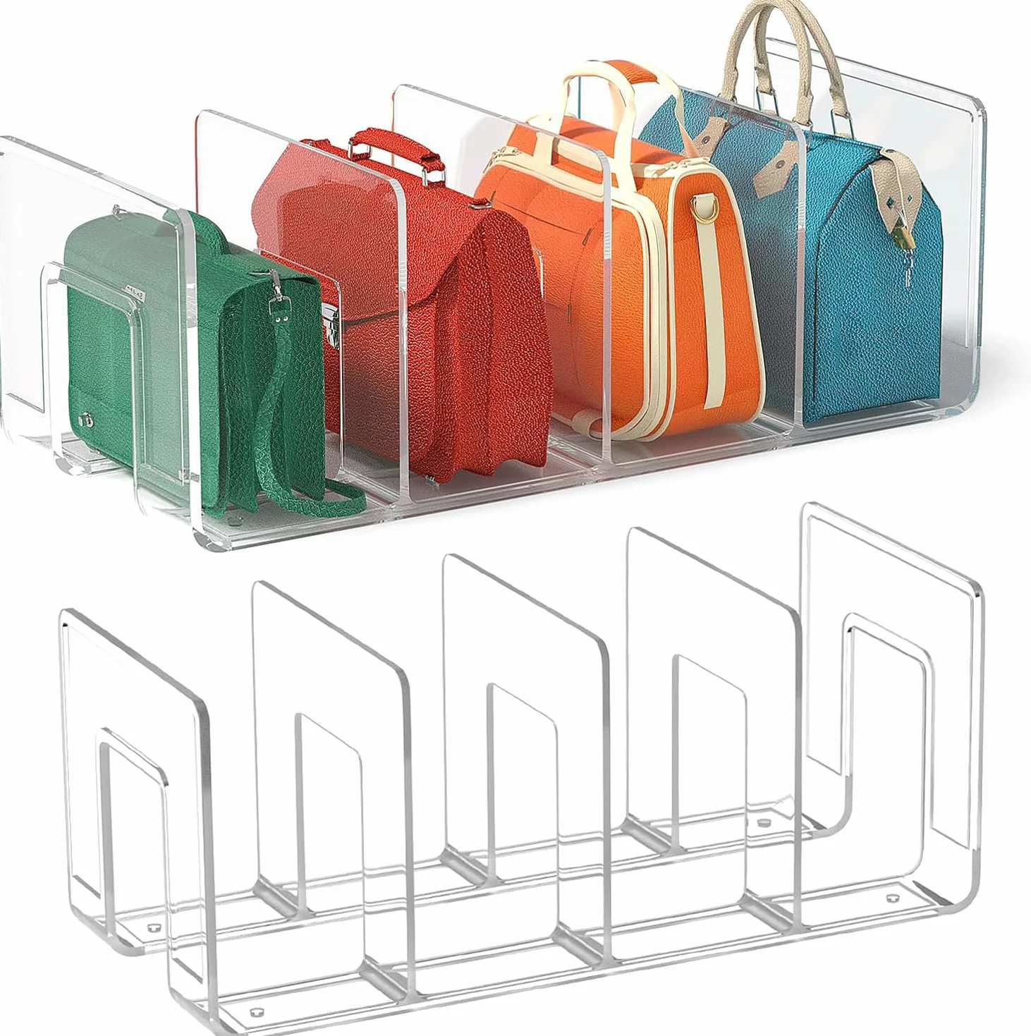 Divisores De Estante Transparentes, 2pcs Organizador De Estante De Armario, Bolsa Transparente, Estante De Almacenamiento, Separador De Armario, Organizador De Bolso para Organización(32*15*13cm)