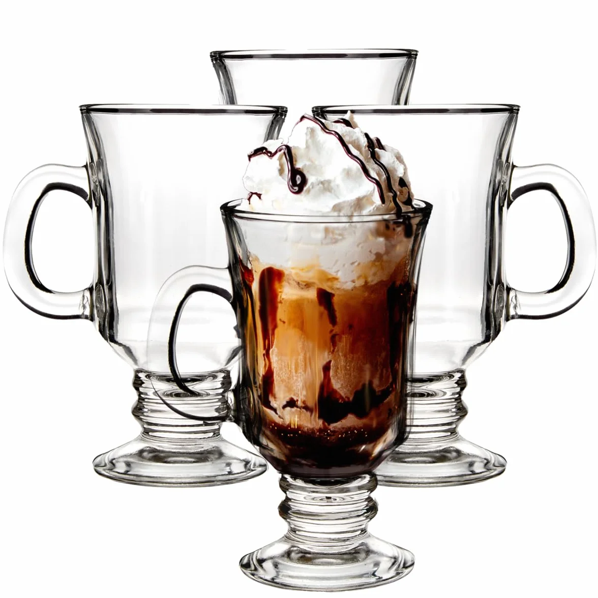 Premier Housewares 1405262 - Juego de 4 copas de café irlandesas (cristal), color plateado
