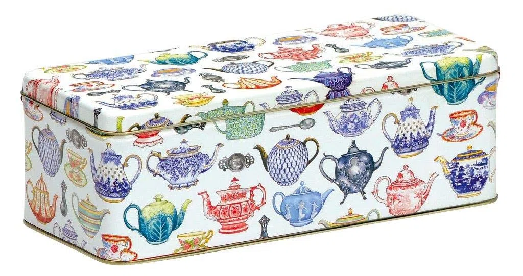 Emma Bridgewater TEAPOTS DESIGN - Lata rectangular larga y profunda para galletas