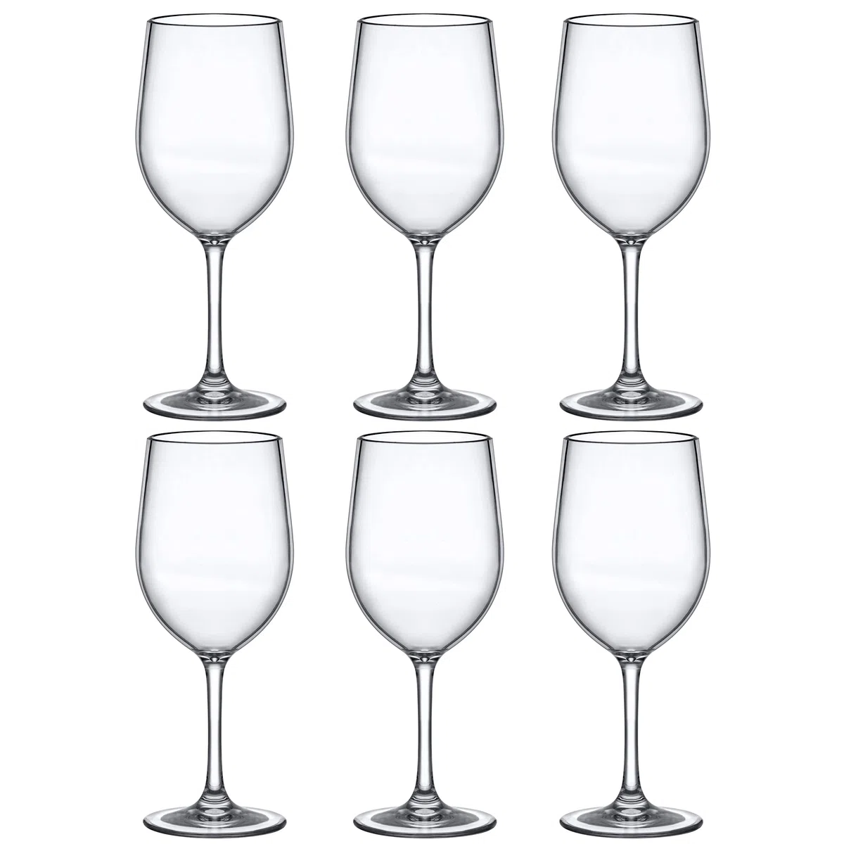 Amazing Abby - Clara - Copas de vino Tritan irrompibles de 12 onzas (juego de 6), copas de vino de plástico, reutilizables, sin BPA, aptas para lavavajillas, perfectas para piscina, al aire libre,
