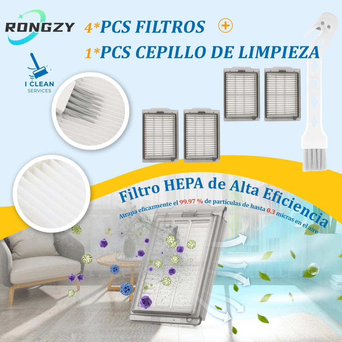para iRobot Roomba Plus 405/505 Combo Repuesto Accesorios con 1 Cepillo de goma,6 Cepillo Lateral,4 Bolsas Polvo,4 Filtro Hepa,4 Paños Fregado 1 cepillo de limpieza Accessory