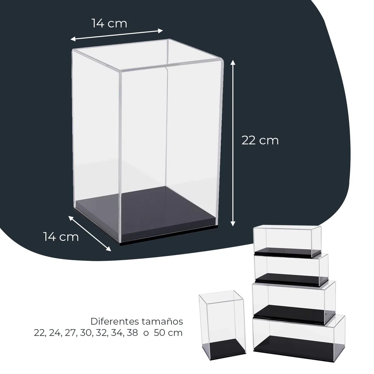 HMF Vitrina Expositora, Vitrina de Acrílico para Colecciones y Figuras | 14 x 14 x 22 cm