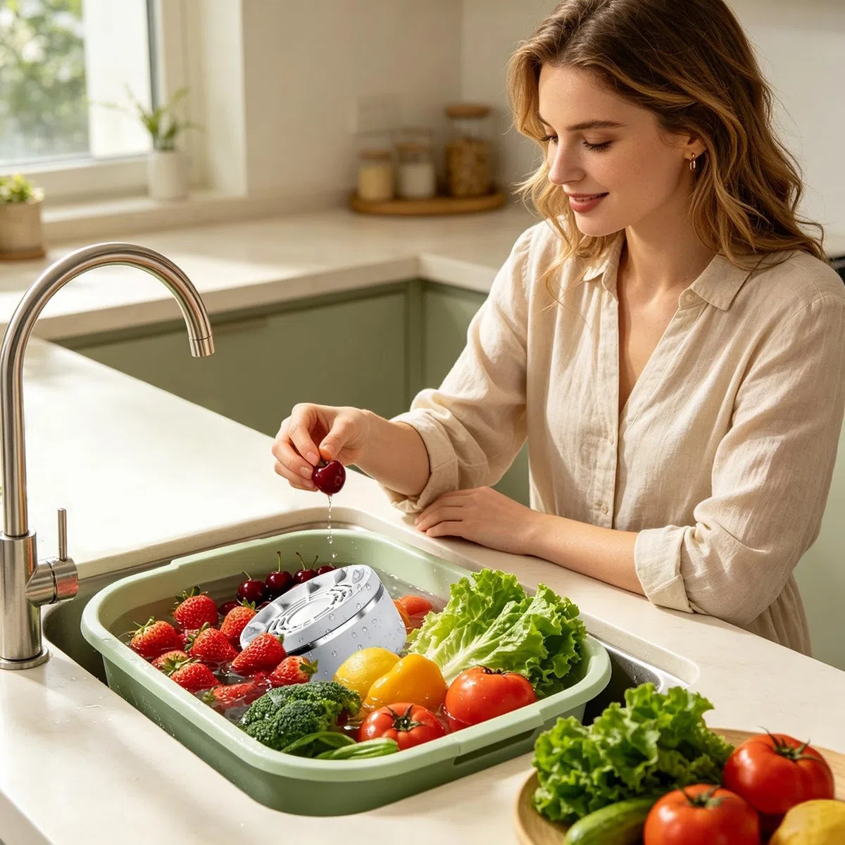 Dispositivo Limpiador De Verduras 4 Niveles Rotativo E Impermeable | Y Purificadora De Alimentos Para Arroz, Carne, Hogar, Cocina, Comedor, Restaurante, Picnic Y Camping
