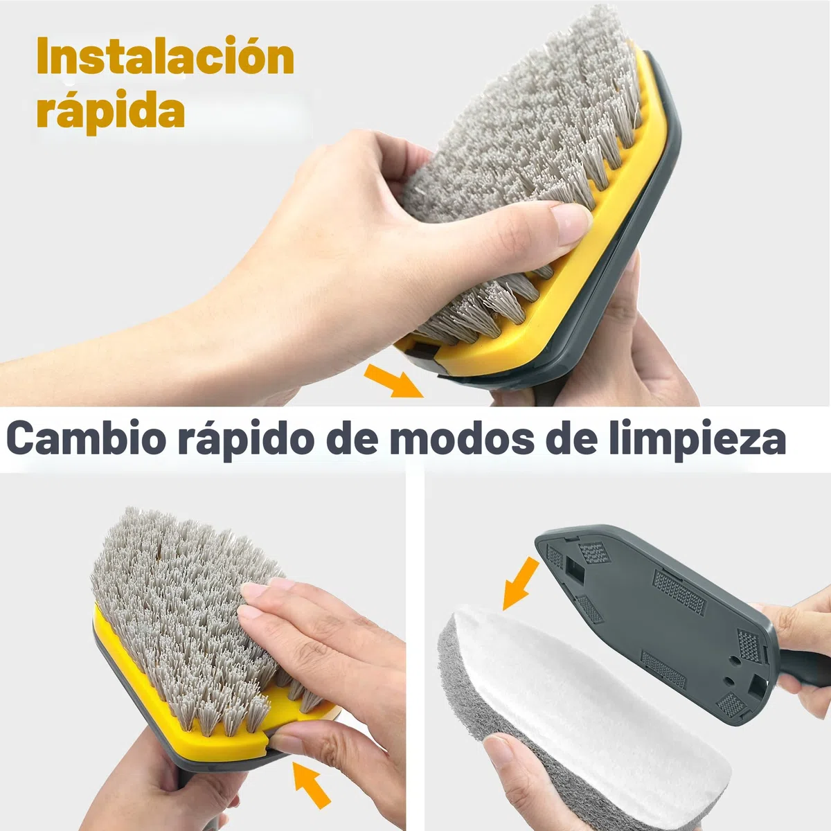 Cepillo Limpieza Ducha con Mango Largo 142CM, Cepillo 3 en 1 Extensible para Azulejos y Paredes. Incluye Estropajo con Mango y Cabezal Intercambiable.