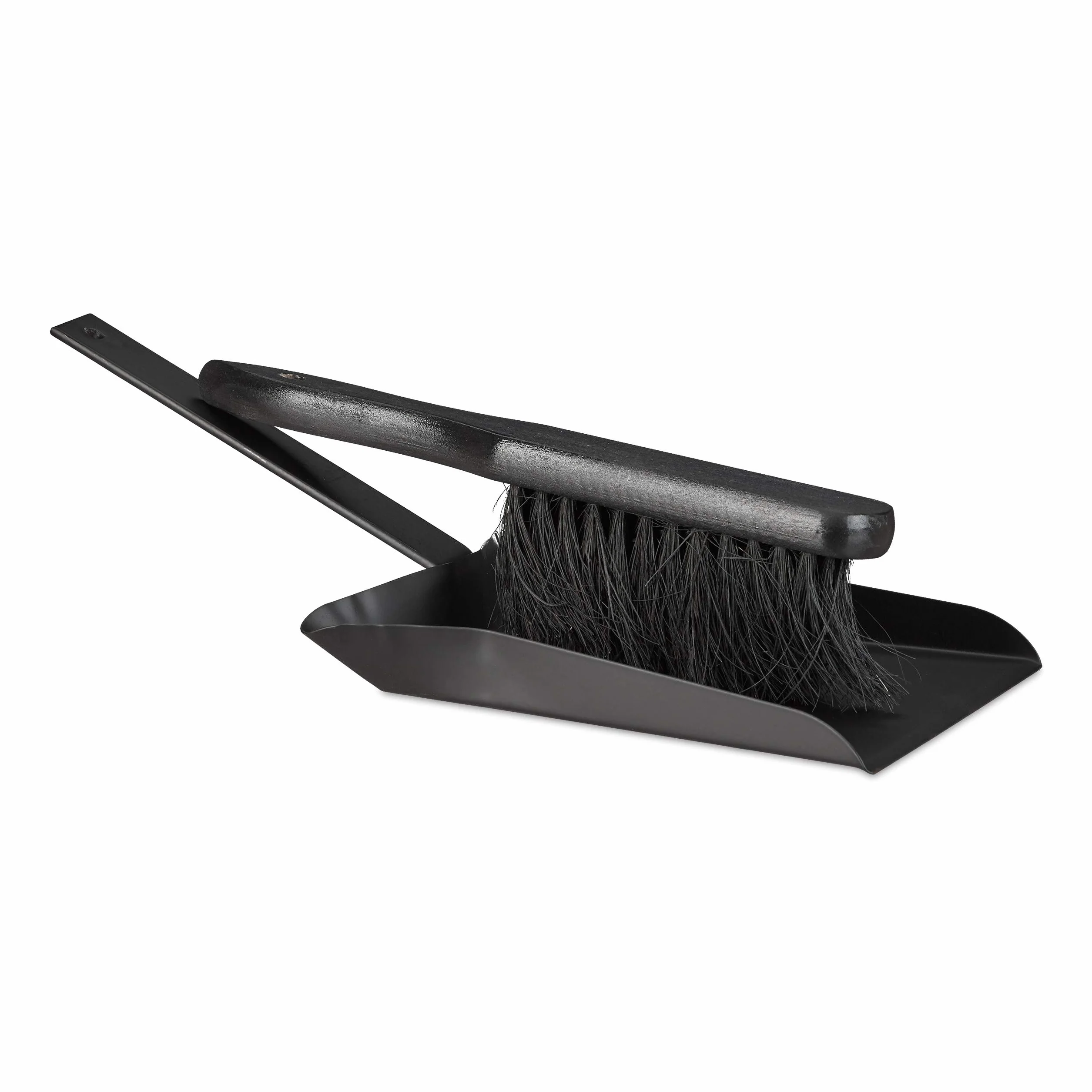 Relaxdays Gusseisen, Kehrset mit Handfeger, Handschaufel, Lochung, Outdoor und Indoor Recogedor para Chimenea con Cepillo, Negro, 37x18x10 cm