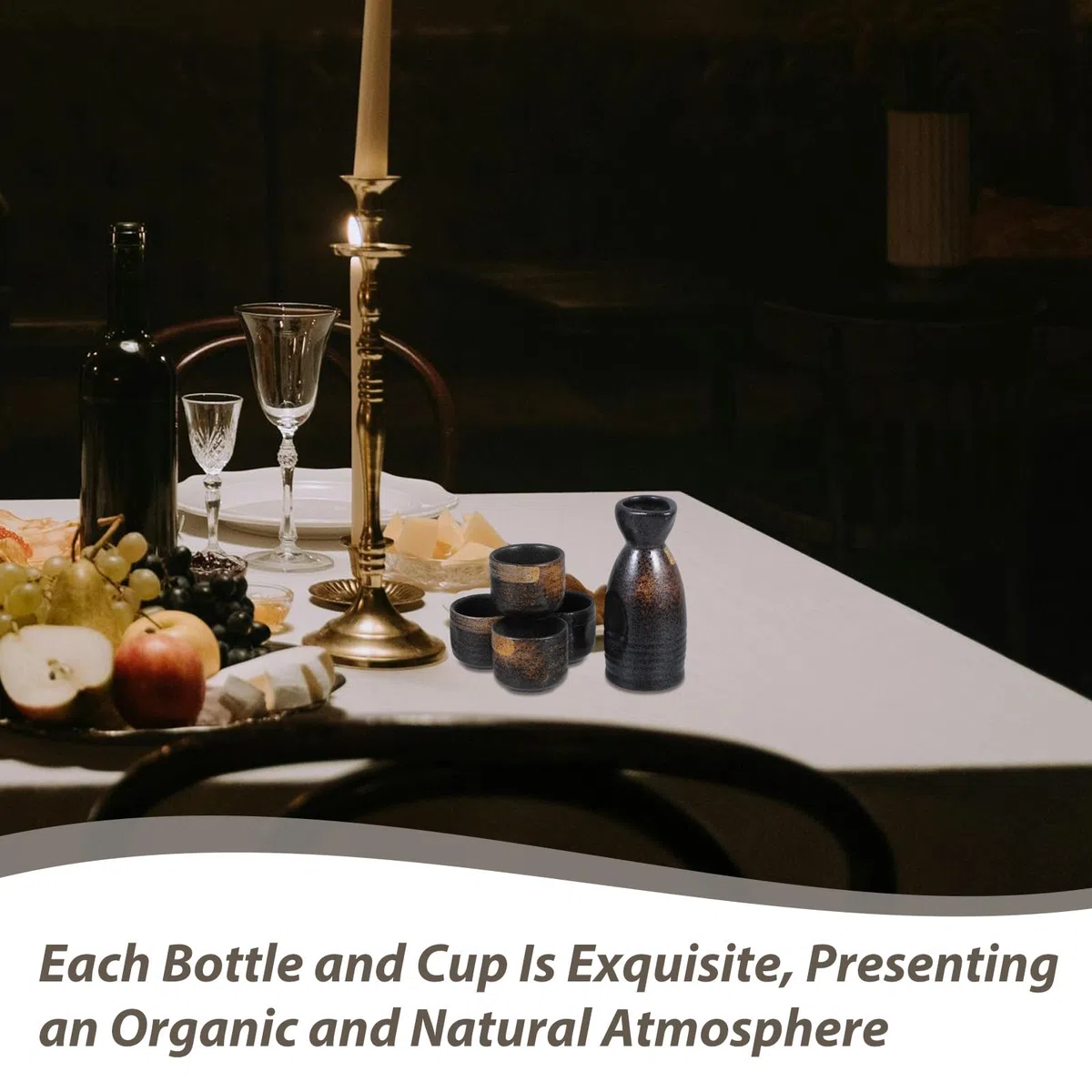 Uonlytech Set de Cerámica para Sake Japonés Kit de Tazas Delicadas para Servir Vino, Copas de Vino Decorativas Ideales para Celebrar el Día del Padre