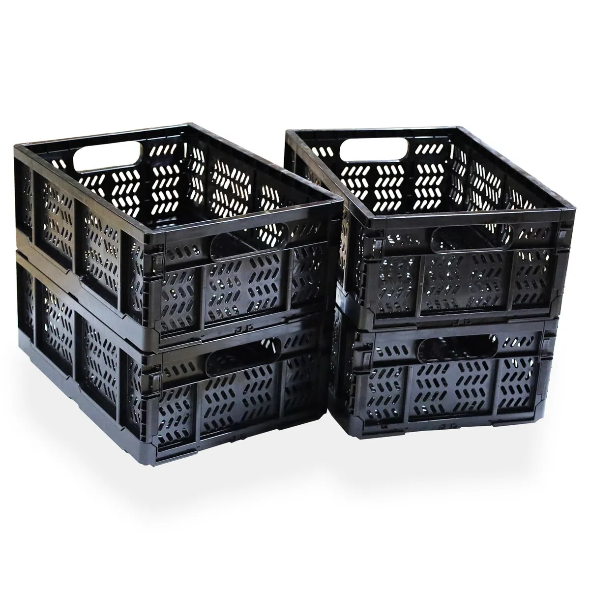 Cajas de almacenamiento de plástico plegables para el hogar, cocina, oficina, alimentos, frutas, verduras, aperitivos, botellas, juguetes, despensa (4 unidades)