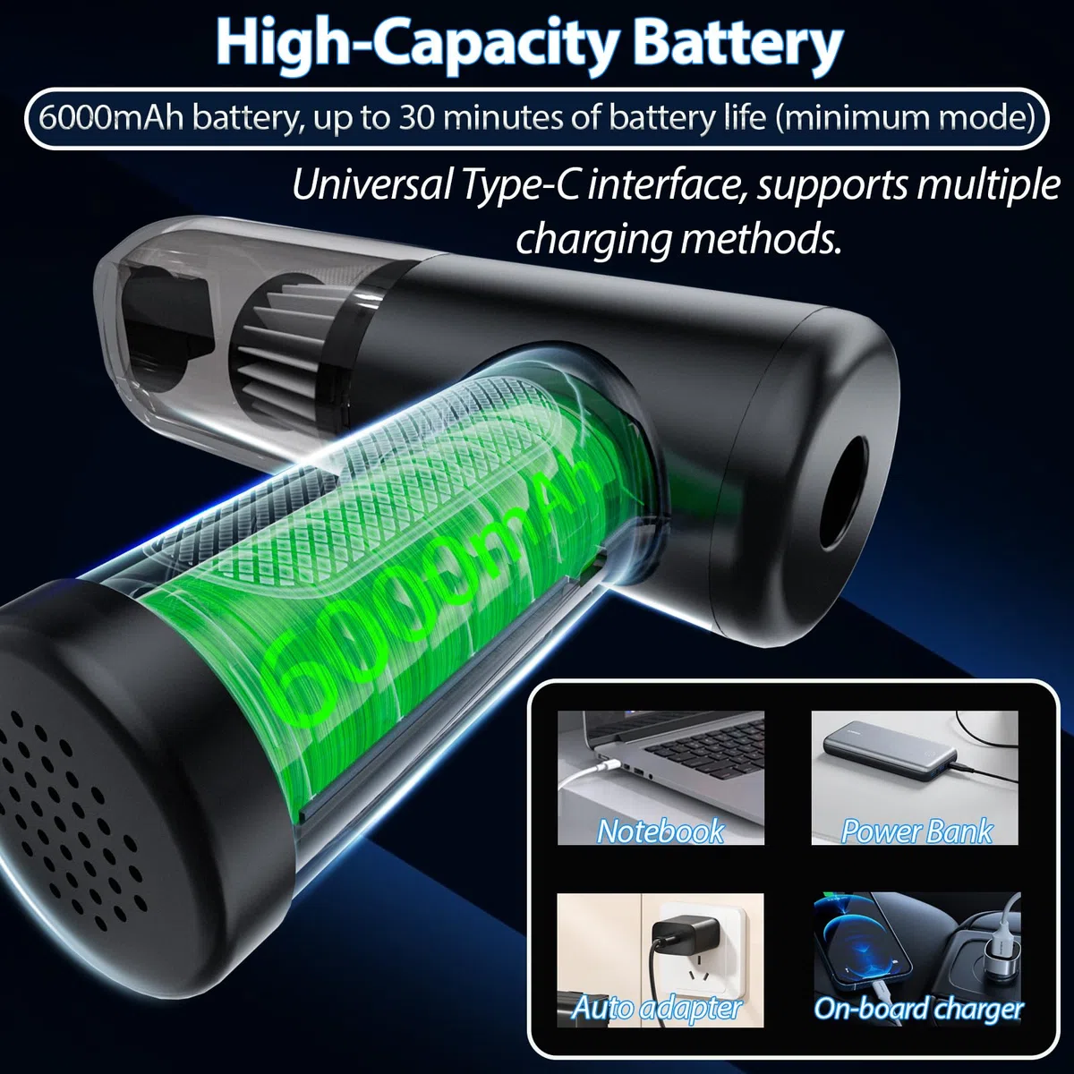 2026 Aspiradora de Mano,22000PA Aspiradora Mini 4 en 1 Sin Cable, Autovaciado con un Solo Botón y, 3 Niveles de Succión Motor sin Escobillas, para el/HogarPelos/Animales/Cocina (Negro)