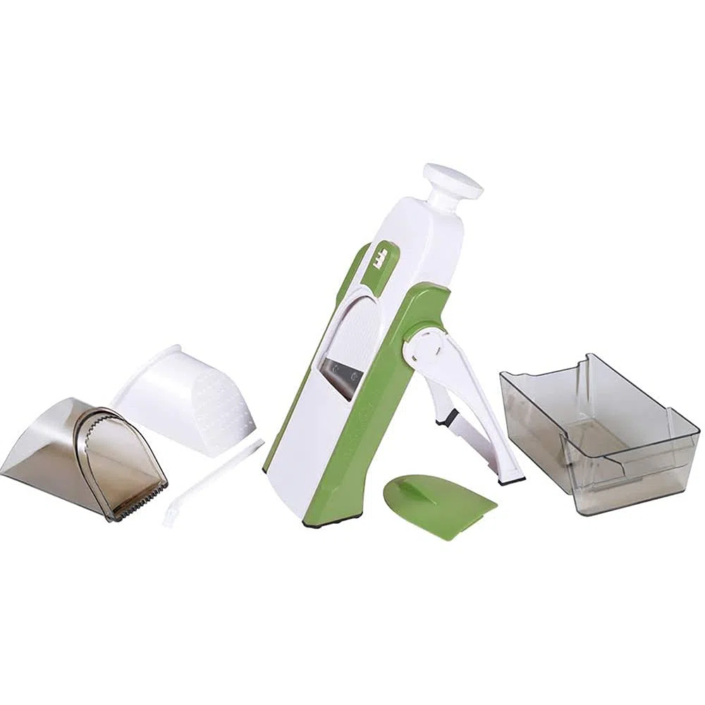 Cortador de mandolina profesional con 4 modos de corte para rebanar, cortar en dados, picar y juliana de forma segura y fácil, ideal para chefs y cocinar en casa