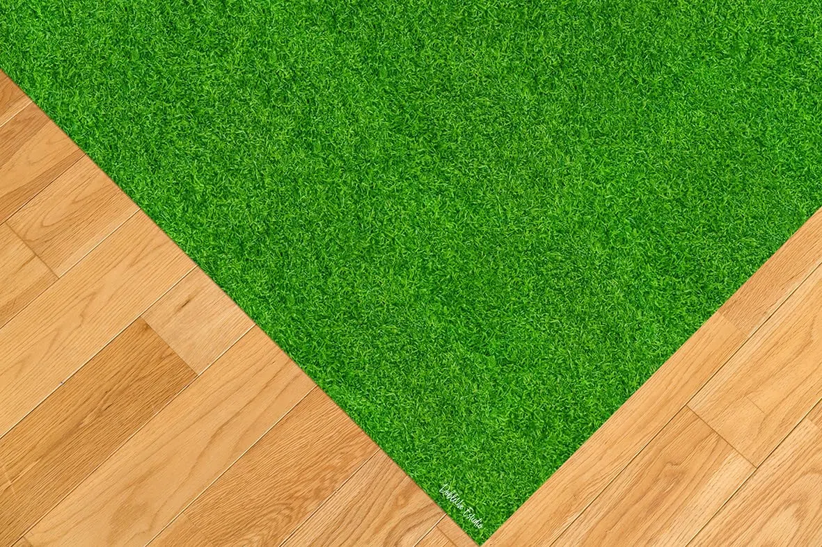 DobleUve Estudio Alfombra Vinílica Estampado Césped | Verde | 47x80 cm | Alfombra Cocina Lavable Antideslizante | Alfombra Vinilica | Suelo Vinílico | Alfombra Vinilo Salón