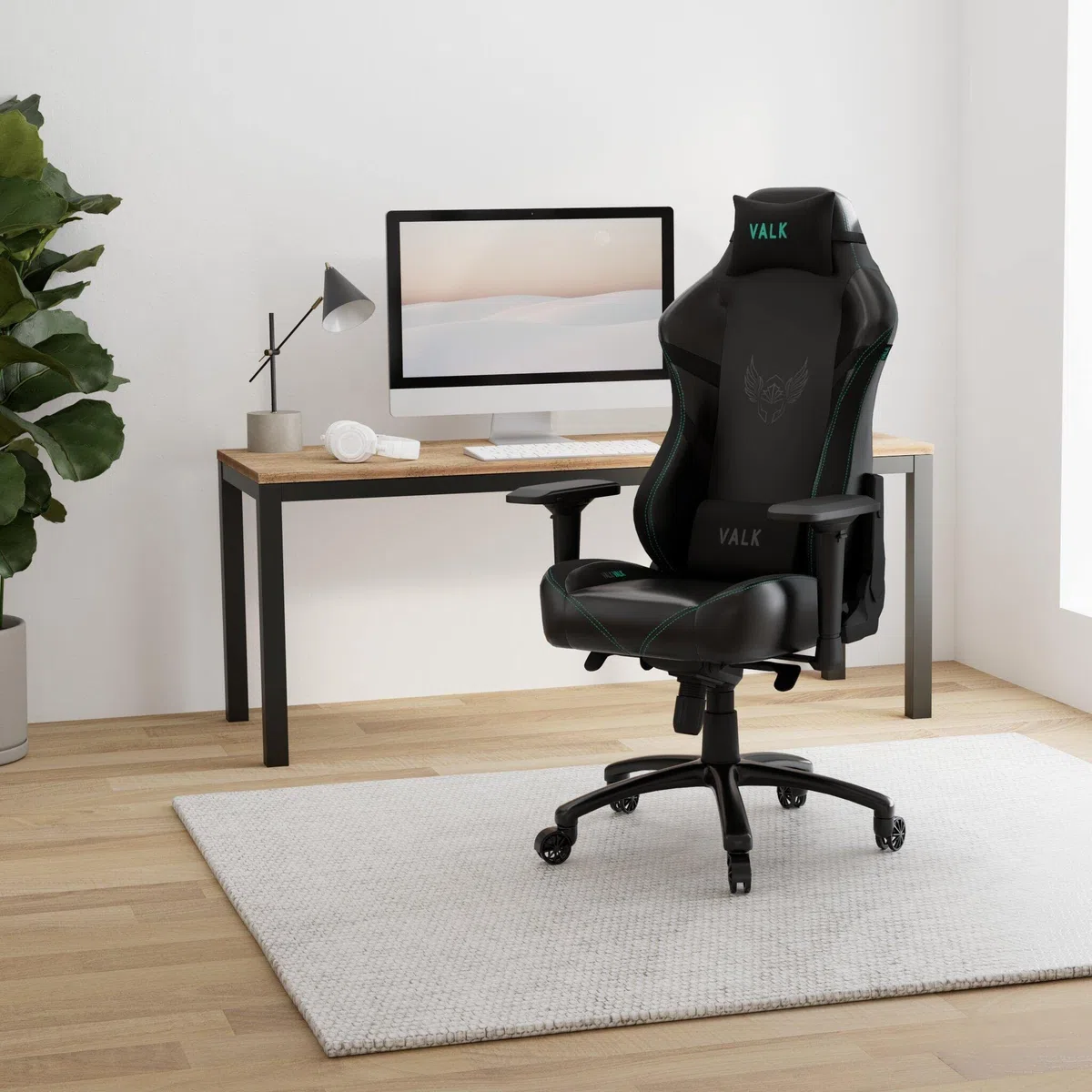VALK Freya - Silla Gaming Ergonómica Profesional, Polipiel (Mecanismo basculante, Reposabrazos 4D, Cojines Memory Foam, Respaldo reclinable, Pistón Clase 4) Silla Gamer, Silla Oficina (Negra)