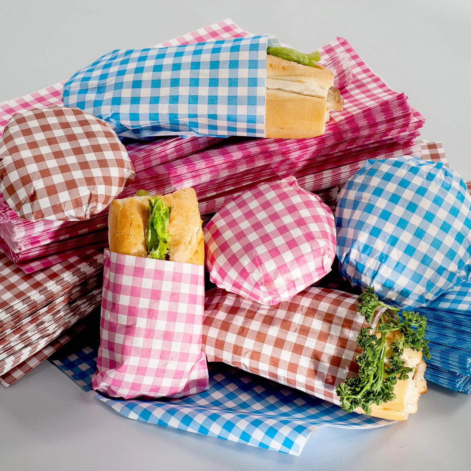 QUARKZMAN 100pcs Papel Antigrasa a Rayas, Papel Cuadrado para Envolver Alimentos Encerado Decoraciones de Fiesta Navidad Pinic para Fritas Hamburguesa Sándwiches, Rosa,30x30cm