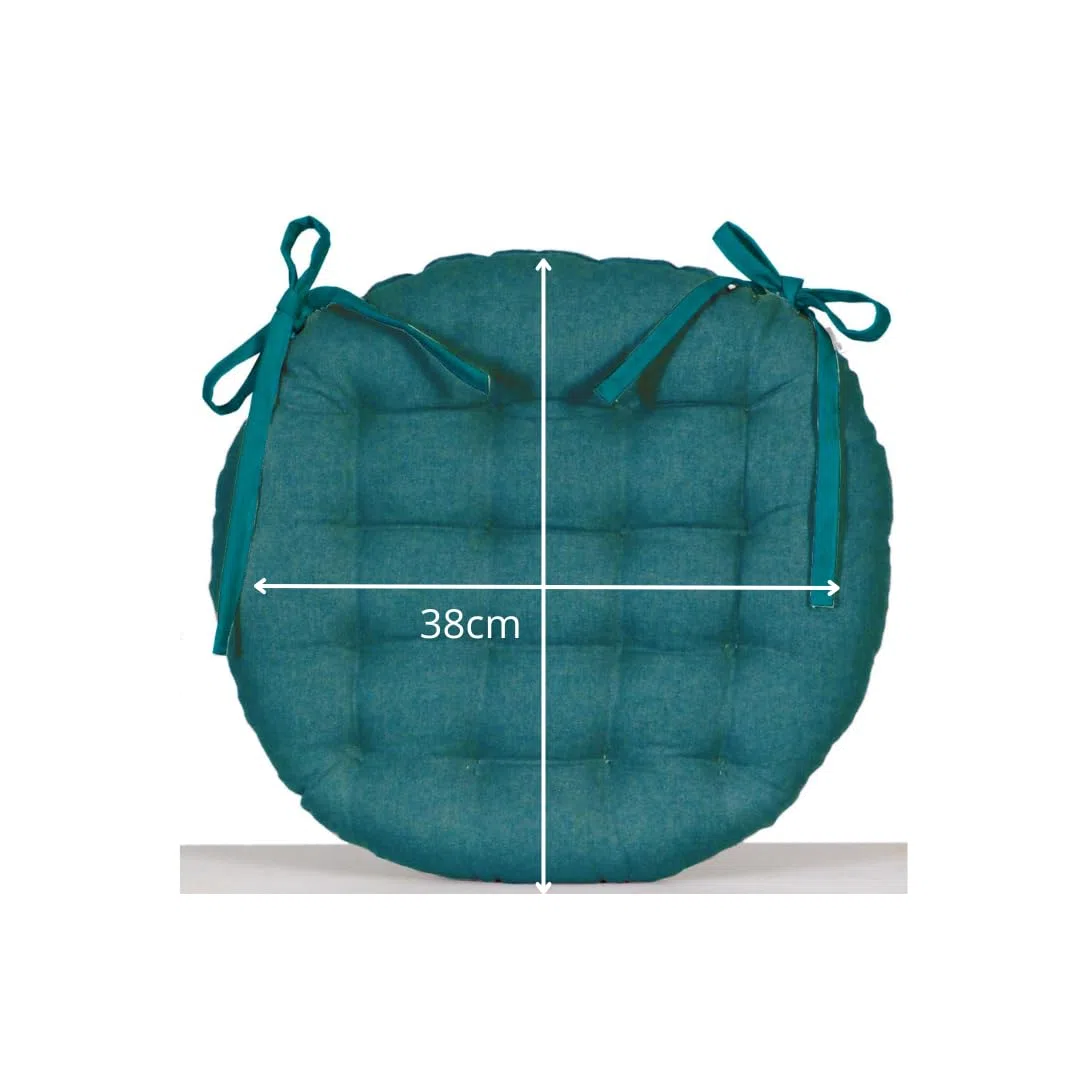 Actout Ciel - Cojín para Silla Redonda, Bicolor D. 40 cm, Azul Pato/Mostaza