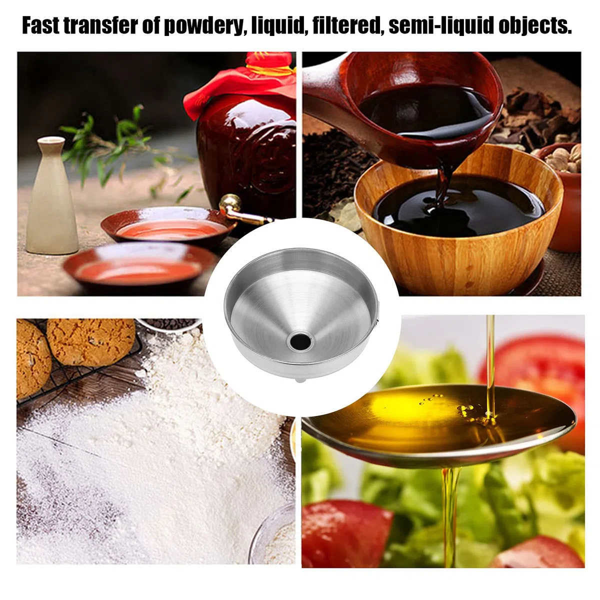 Embudo de Acero Inoxidable, Embudo de Cocina con Mango de Mermelada para Botellas de Llenado Transferir Especias Líquidos (15cm)