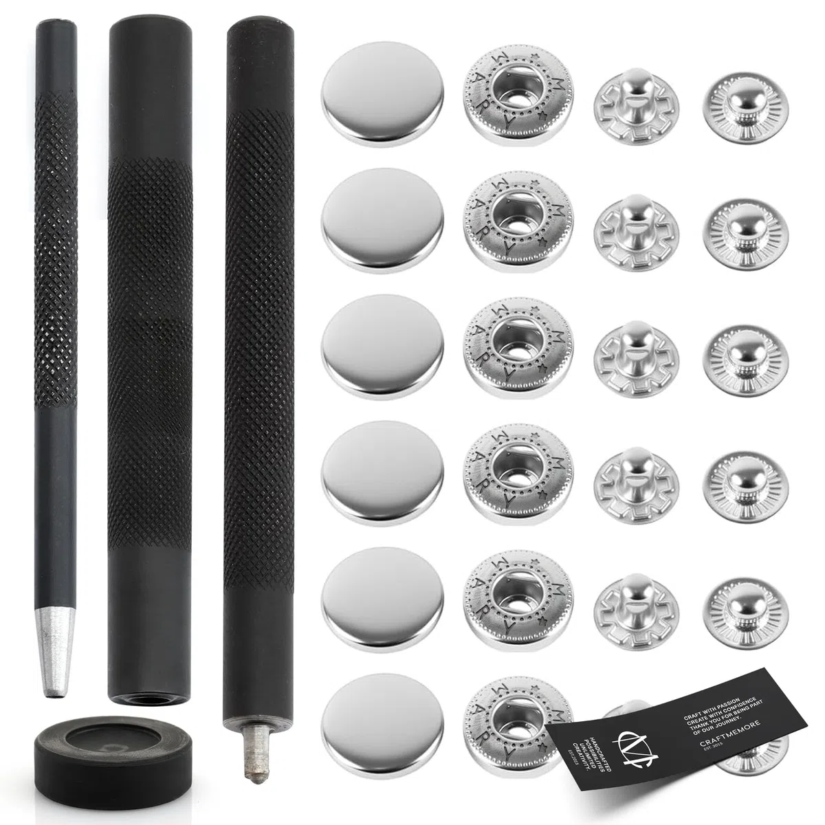 CRAFTMEMORE - Kit de fijación de botones con resorte en S para fijar el enchufe con 10 broches plateados, tamaño de la púa (12 mm)