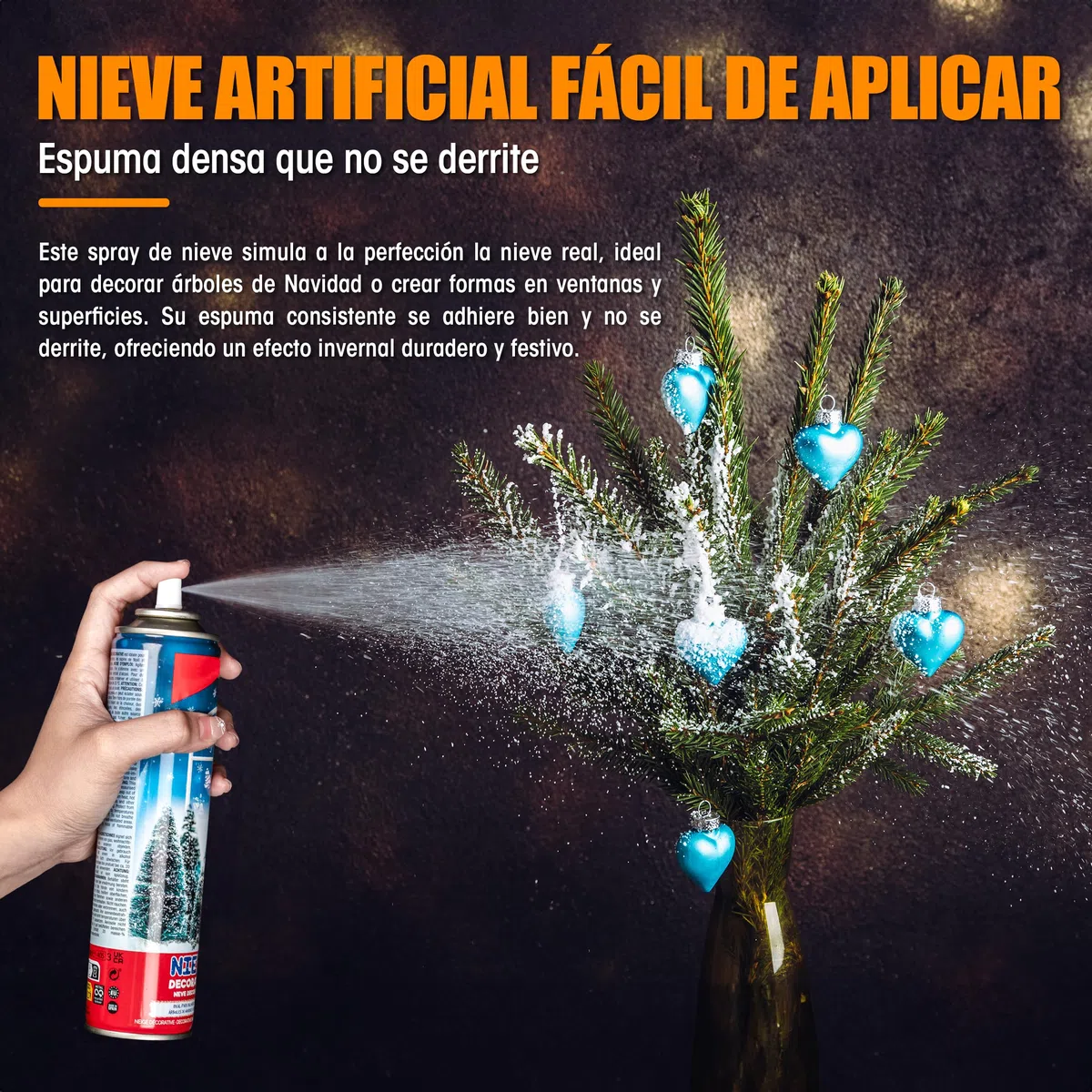 BESCH Espuma Nieve Artificial Spray Decoración Navidad para Arbol, Pulverización de Nieve, Bote Spray Efecto Nieve, Copos de Nieve (Nieve Decorativa 300ml, Pack 6)