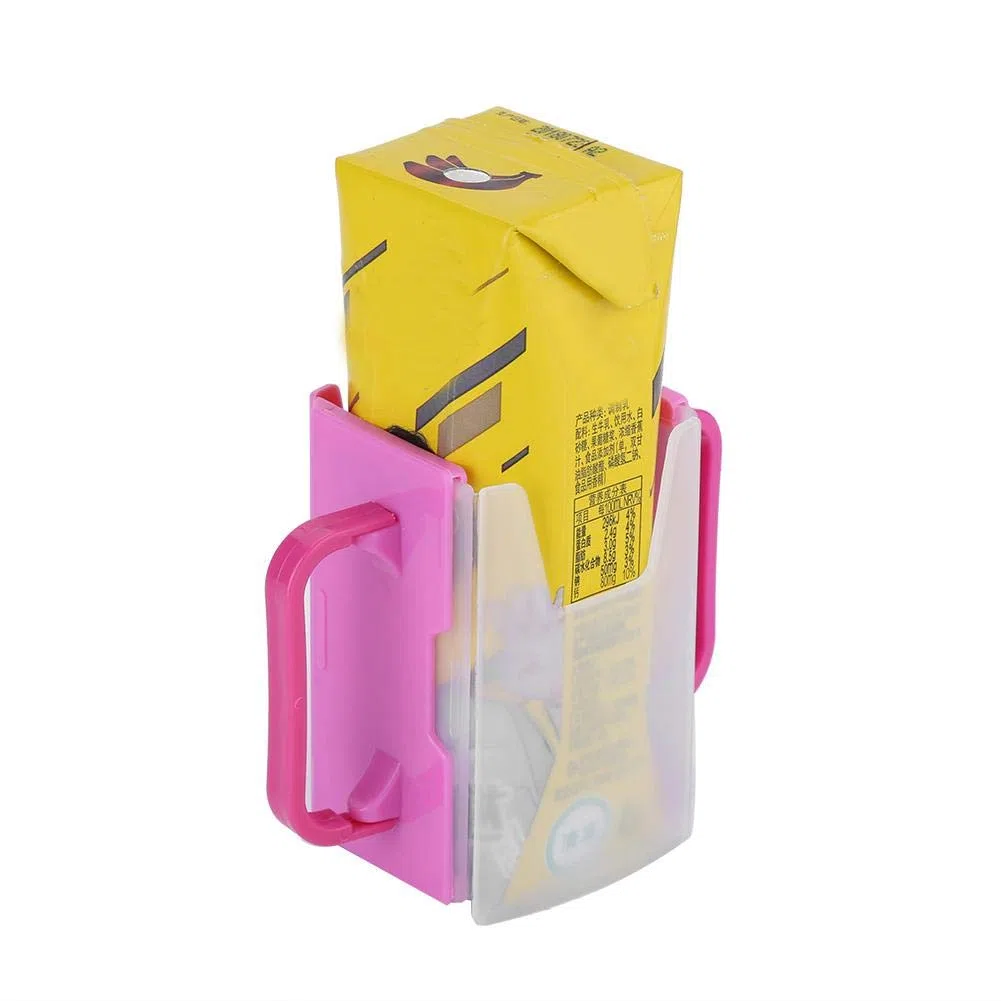 Zerodis Soporte para leche para bebés, soporte de bebida universal de plástico ajustable a prueba de derrames para Caja de jugo Caja de leche(Red)