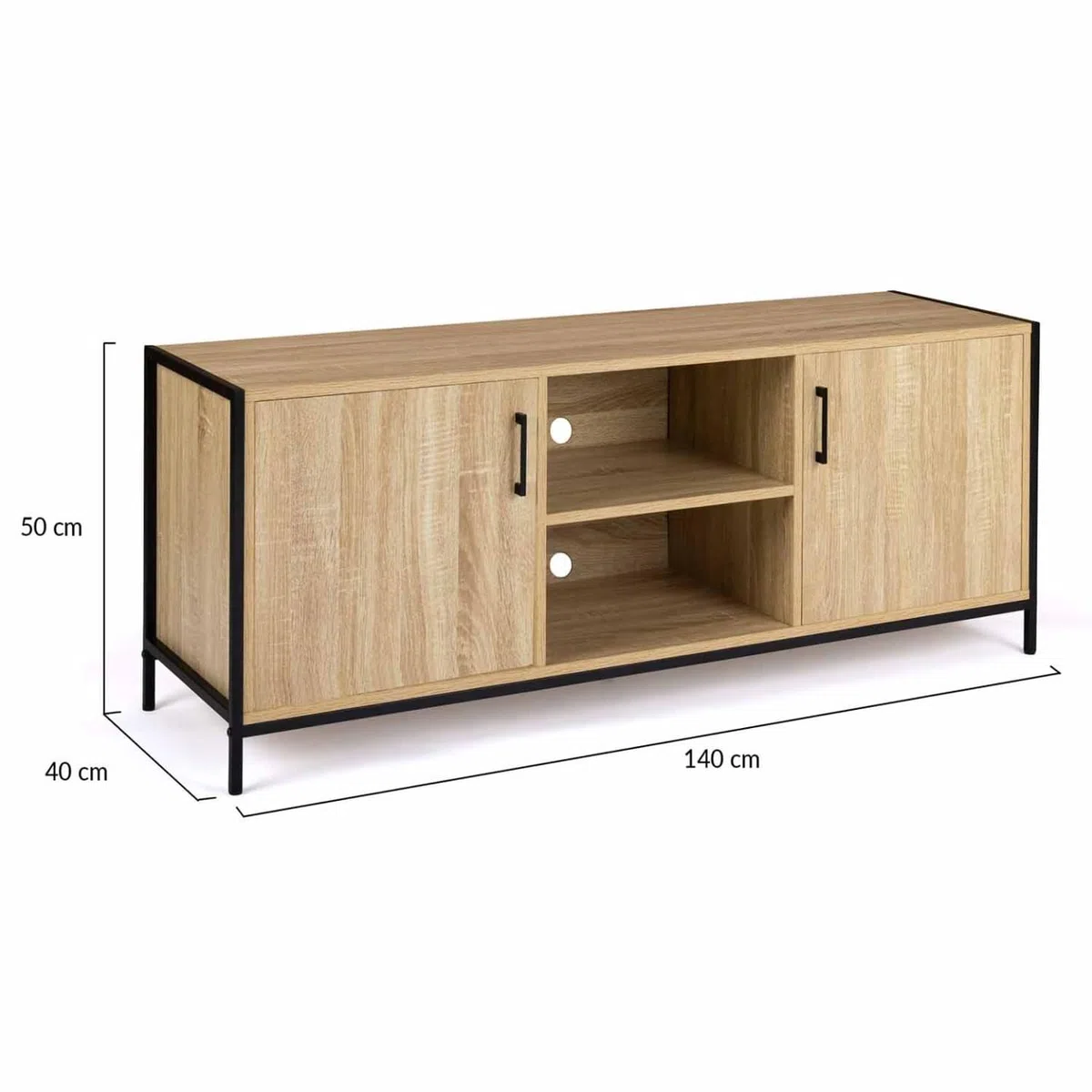 IDMarket - Mueble de TV de 140 cm Detroit 2 puertas diseño industrial