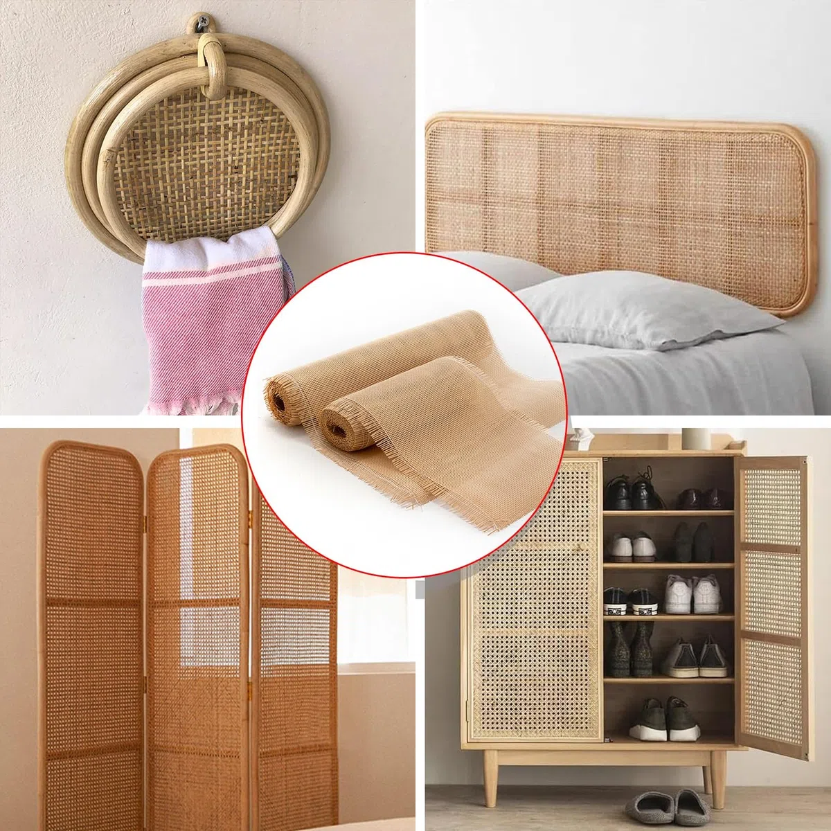 Rollo de Tela de Ratán Para Muebles Rejilla Mimbre Ratan Para Muebles Rollo de Correas de Ratán de Plástico Rollo de Caña de Ratán Para Manualidades Para Manualidades Gabinete Silla Muebles(13.7" W*3.