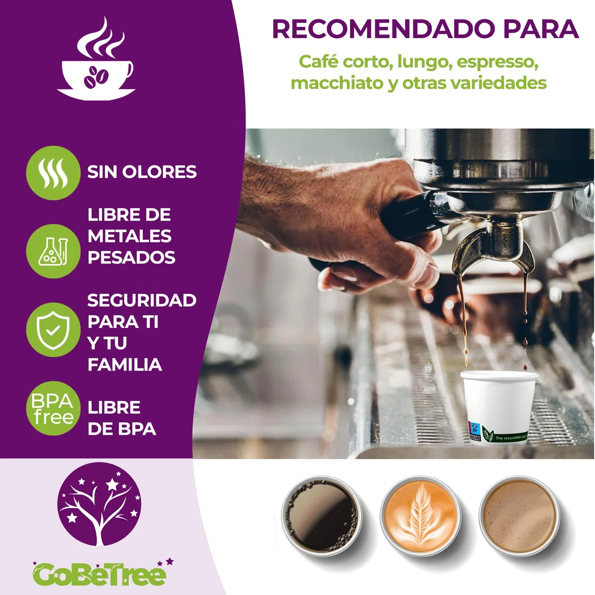 GoBeTree 400 vasos desechables café blancos de 120 ml / 4oz, vasos de cartón blanco desechable con paletinas de madera para café. Para bebidas frías y calientes.