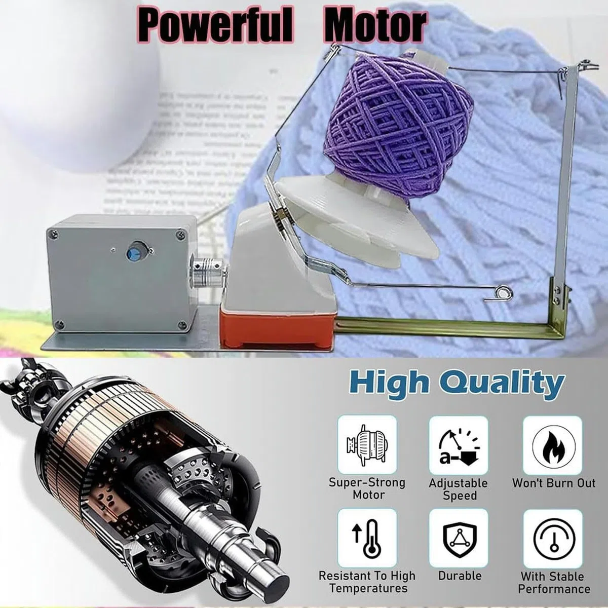 Envernadora De Hilo Automático, Hilo De Rodillo De Tejido Eléctrico, Velocidad Ajustable, Fácil De Configurar Y Usar, Para Hilo De Metal, Lana, Cuerda, Enrollador De Bola De Hilo De Engranaje De Nylon