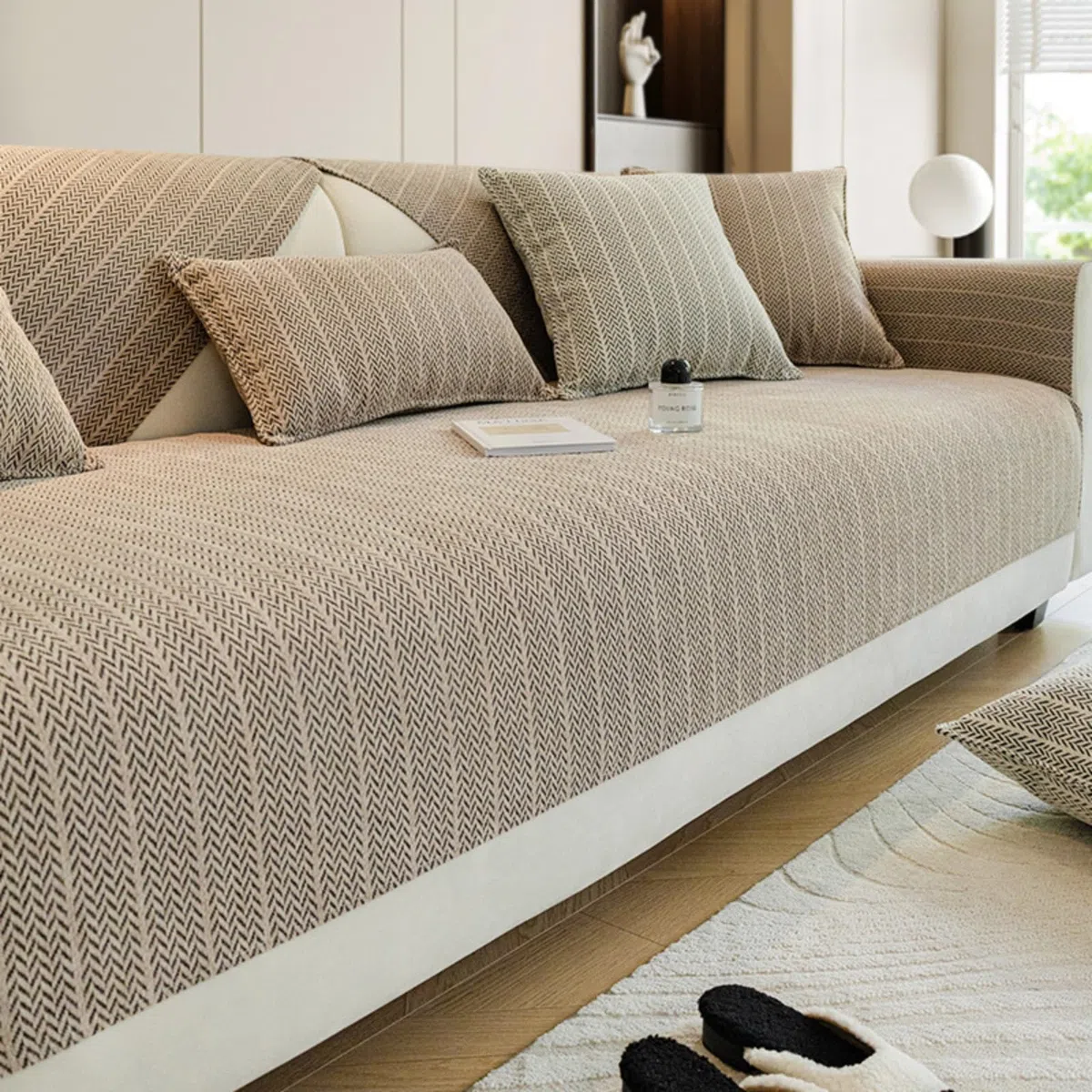 Cubierta del sofá de Espiga, Cubierta de sofás Chenille, Protector de Muebles difuso Divertido, Slip para sofá seccional, Todas Las Temporadas de sofás Cubiertas C 70x70cm