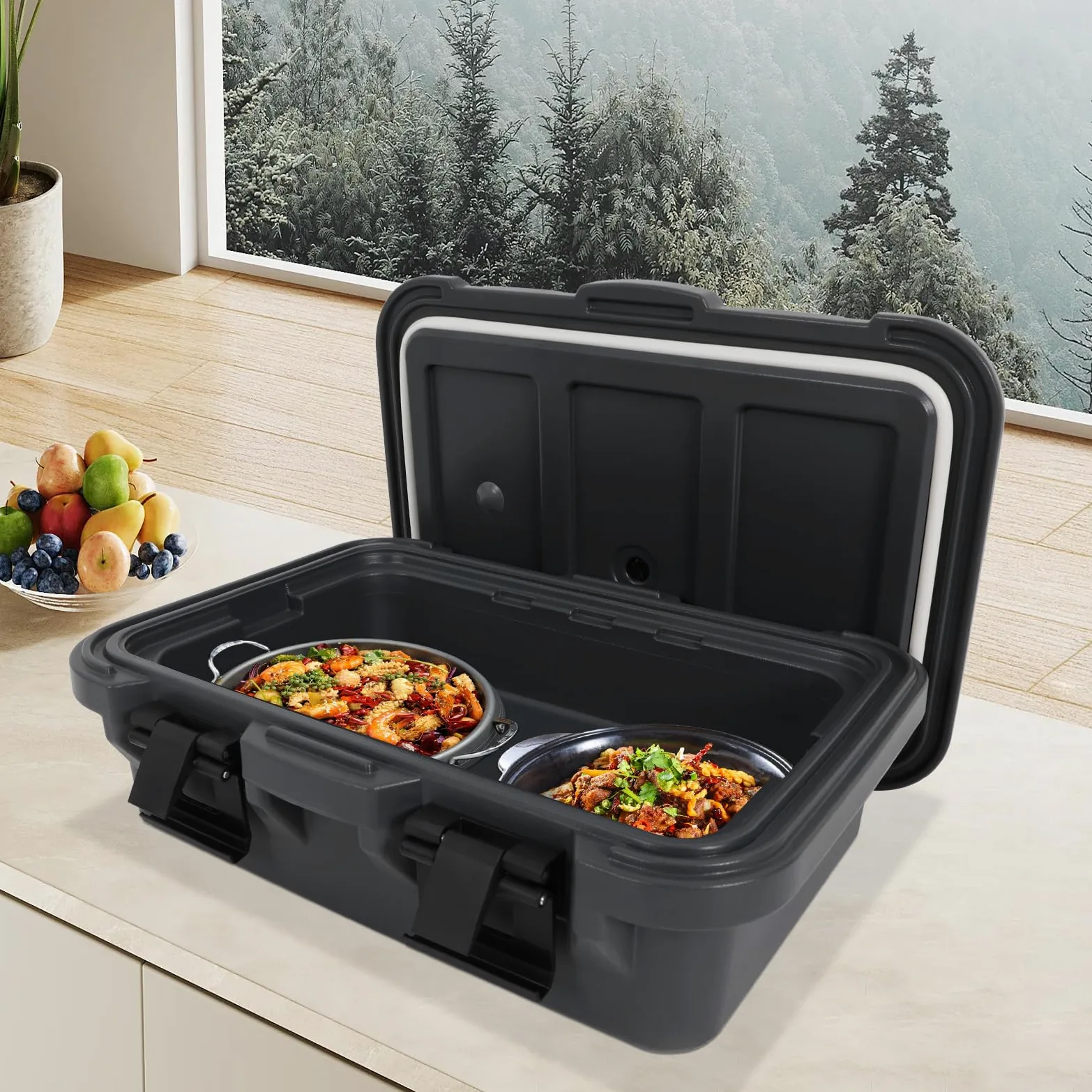 Recipiente aislante, 15,85 QT, 8 h, compatible con GN | Caja térmica para catering, 63 x 44 x 21 cm, para gastronomía y picnic