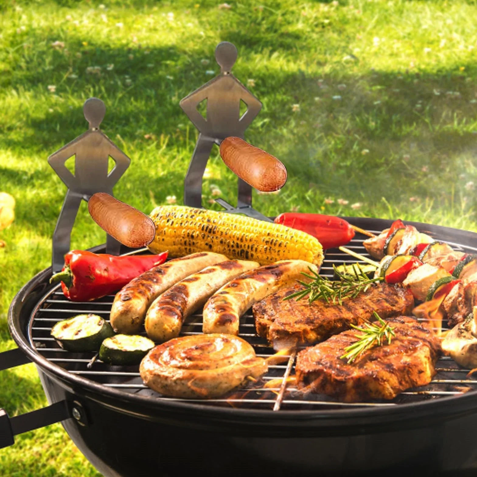 Divertido Perro Caliente Salchicha Soporte Soporte portátil Barbacoa Parrilla Acero Inoxidable asador Parrilla Soporte Barbacoa Herramientas