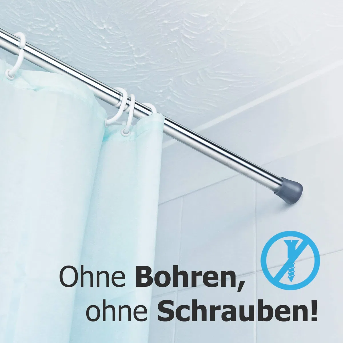 Barra Telescópica – Extensible Universal para Ducha y Cortina, Barra de Sujeción y Fijación Firme sin Taladrar - Ideal como Barra de Ducha y Cortina, Fijación Segura sin Perforaciones