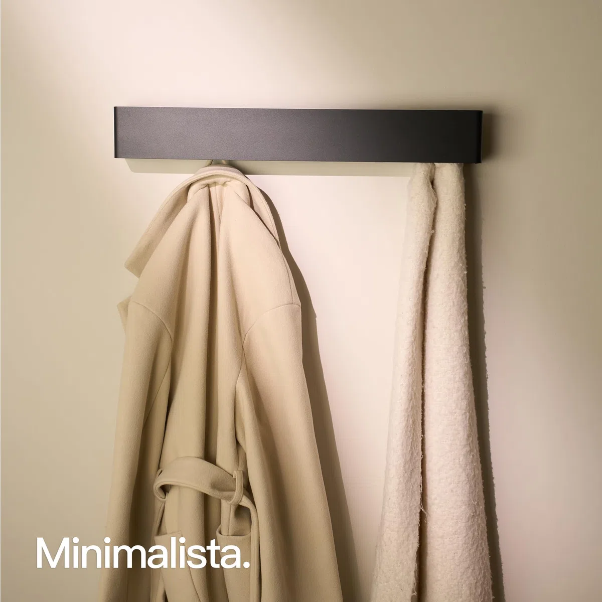 Design Hamburgo Perchero de Pared I Moderno Colgador de Pared para Abrigos I Percheros de Pared con Ganchos de Metal ocultos I Perchero Entrada Recibidor (Negro Mate, 57 cm)