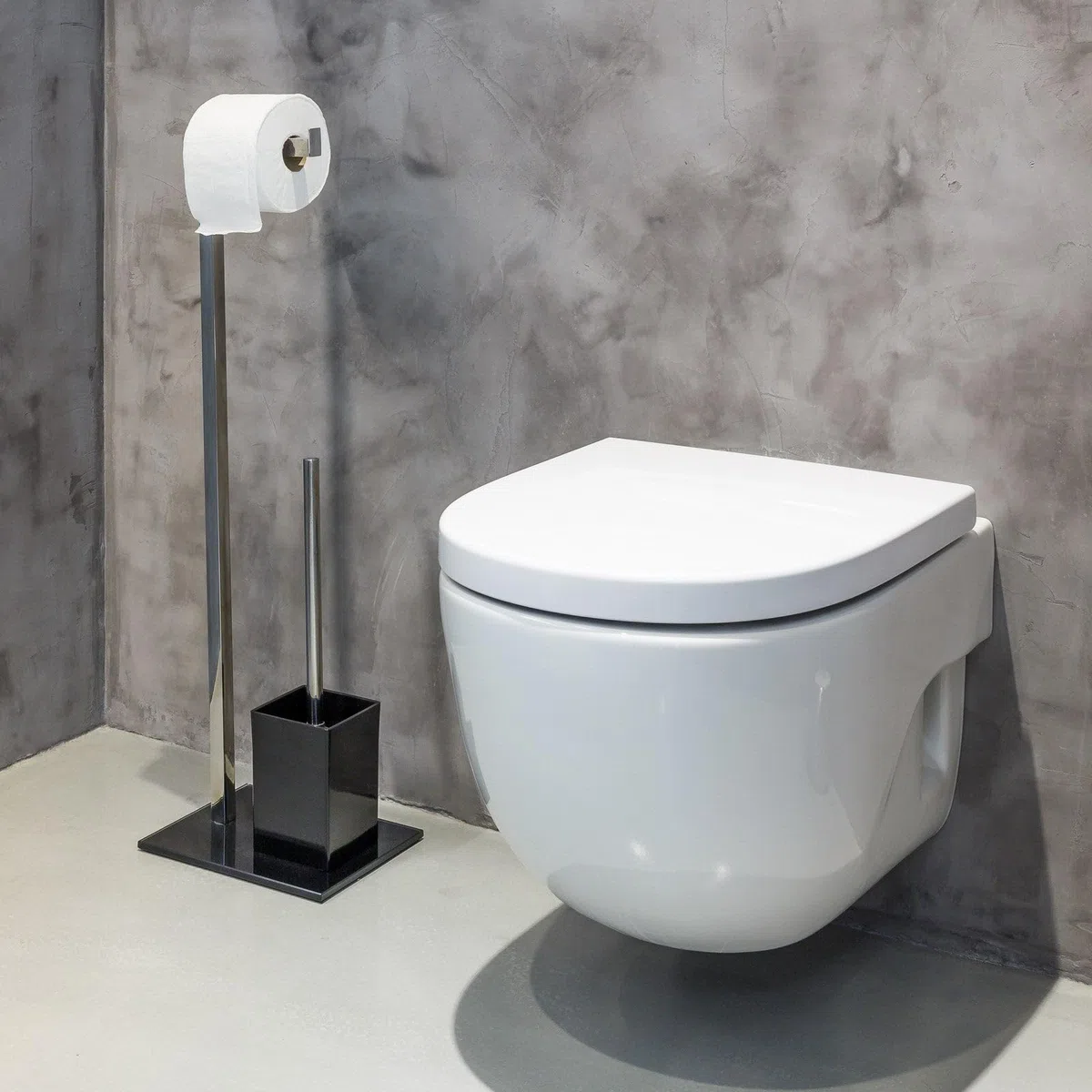 LOLAhome - Portarrollos de Papel higiénico sin Taladro de 71 cm de Acero Inoxidable con escobilla de baño para WC y escobillero Cuadrado Negro