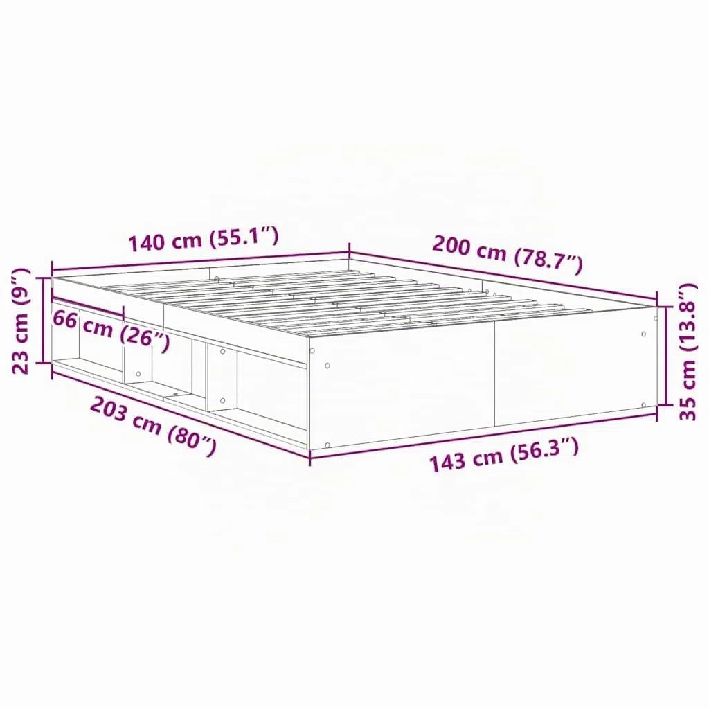 vidaXL Estructura de Cama, Somier con Almacenaje, Armazón Marco de Cama de Invitados, Mueble para Dormitorio Hogar, Blanca 140X200 cm