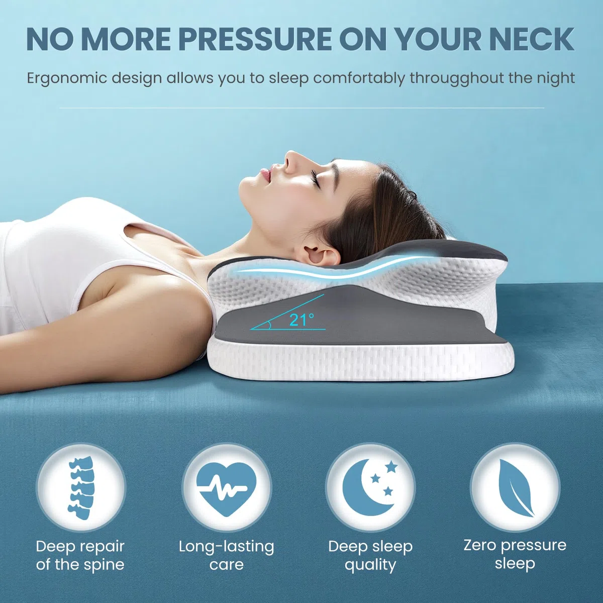 A-Pce Almohada de Espuma Viscoelástica para Todo Tipo de Durmientes, Almohada Ortopedica para Aliviar el Dolor de Cuello y Hombros, Almohadas Ergonómico con Funda Extraíble