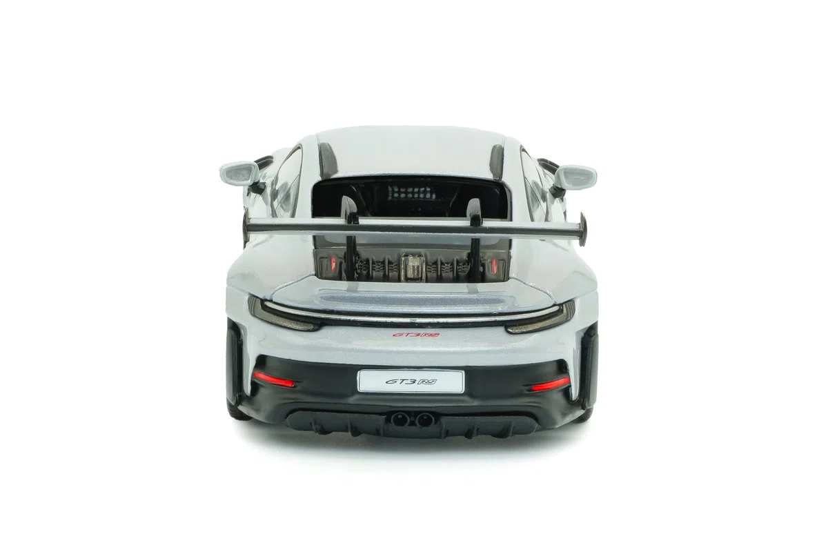 Solido Porsche 911 992 GT3 RS 2023 - Modelo de Auto a Escala 1:43, Moderno Coche de Carreras 911 con Gran alerón Trasero, aerodinámica Detallada y Llantas Deportivas, Blanco con Acentos Rojos