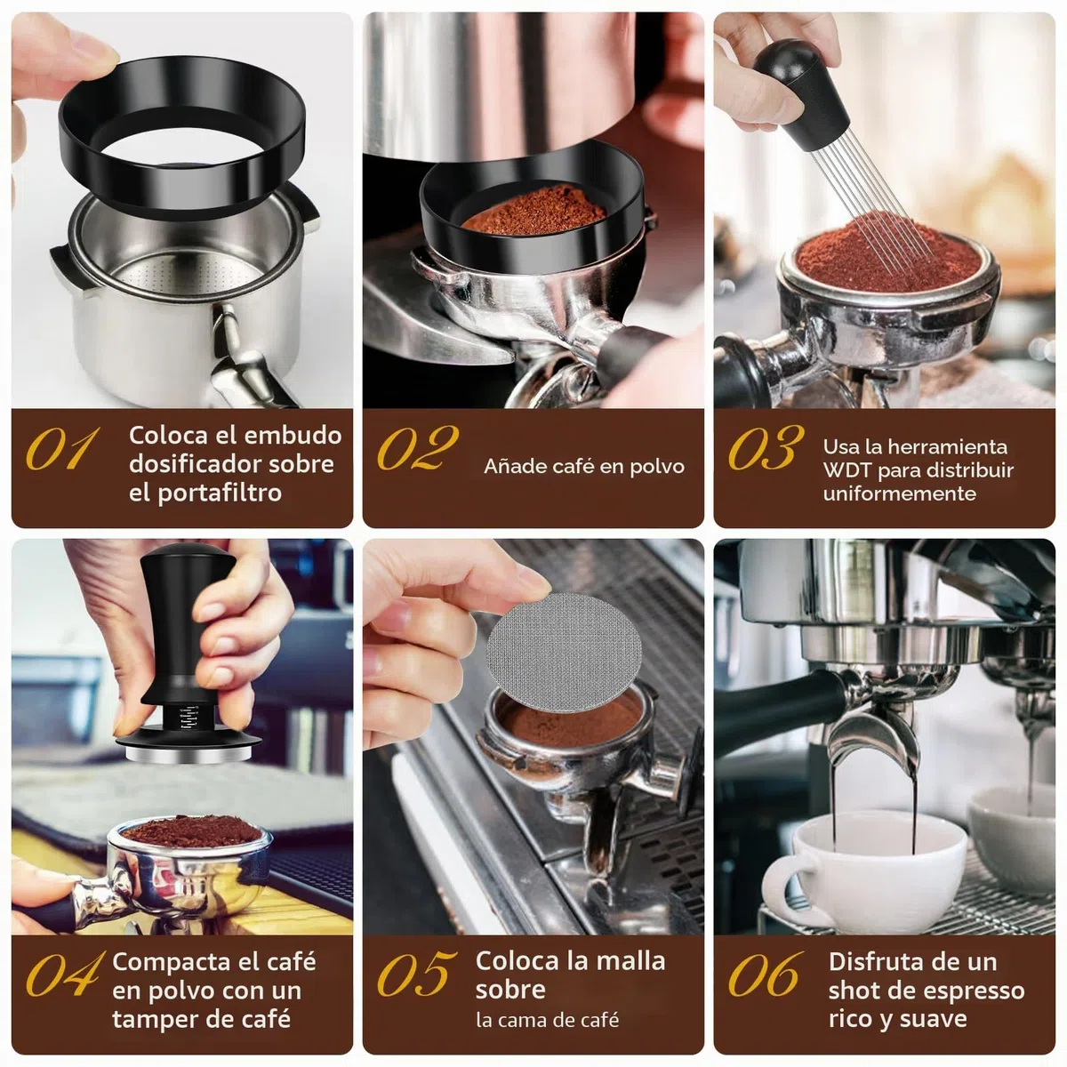 Y-Step Juego de prensador de café de 51 mm, 25 piezas con anillo dosificador de 51 mm, pantalla de 51 mm, paño barista, herramienta WDT, agitador de café, tapete, juego de arte latte, jarra de