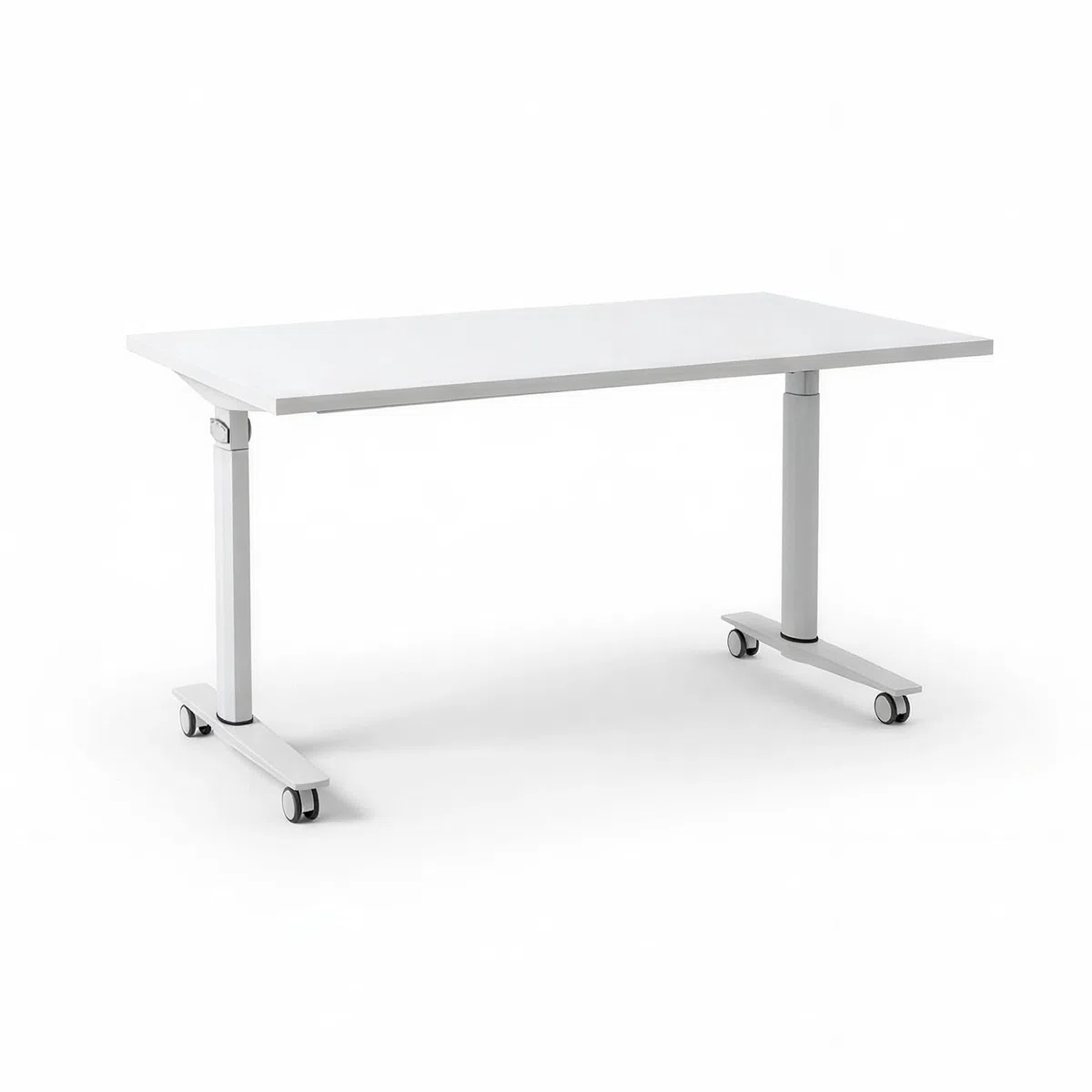 Spacio FlexiMove Mesa Plegable y Volteable de Oficina con Ruedas Escritorio abatible Profesional (Blanco, 140x60cm)