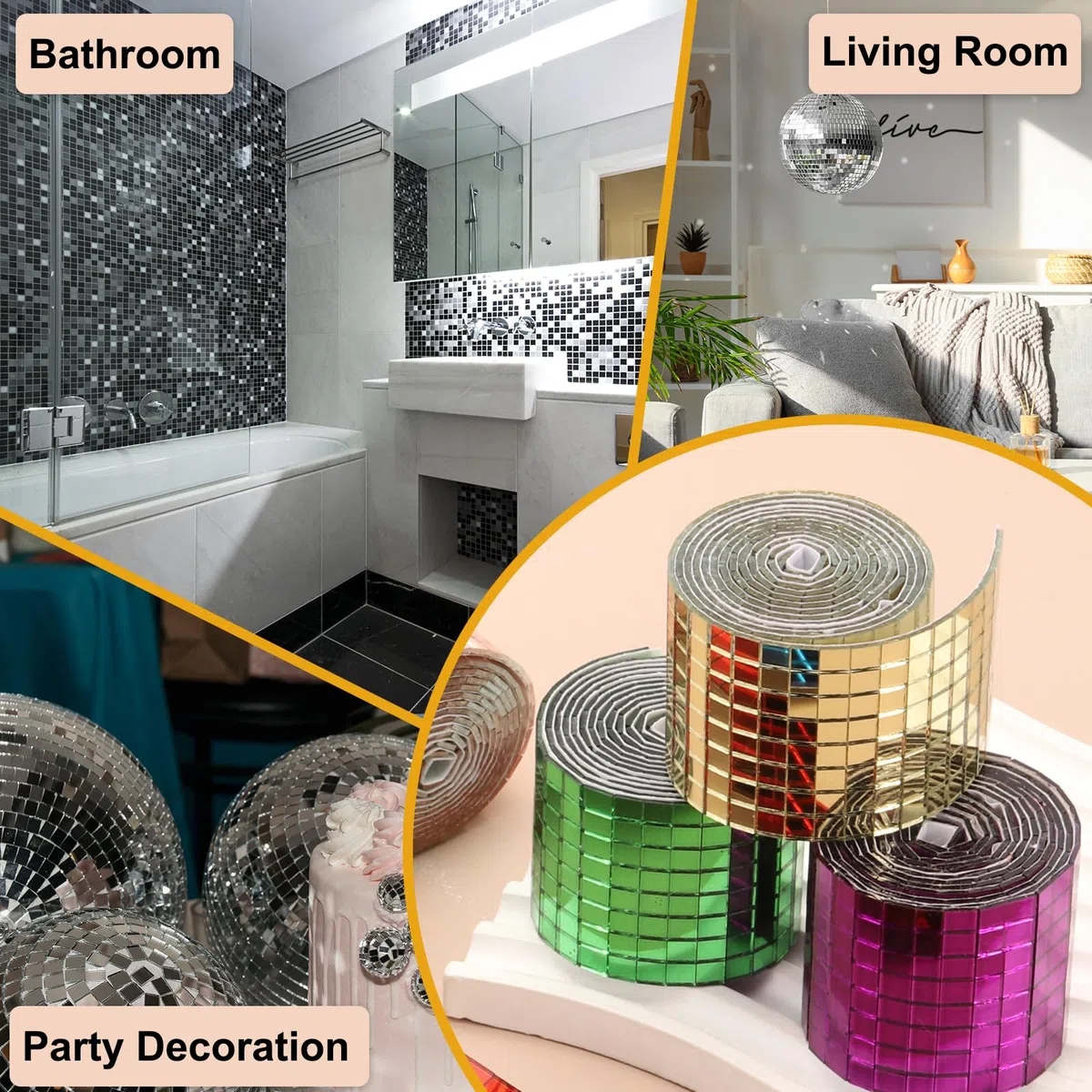PATIKIL Mosaicos De Espejo Autoadhesivos De 5x5mm 10000 Pcs Cuadrados Mini Mosaico De Vidrio Pegatinas Para Bola De Discoteca Manualidades DIY Decoración De Fiesta Verde