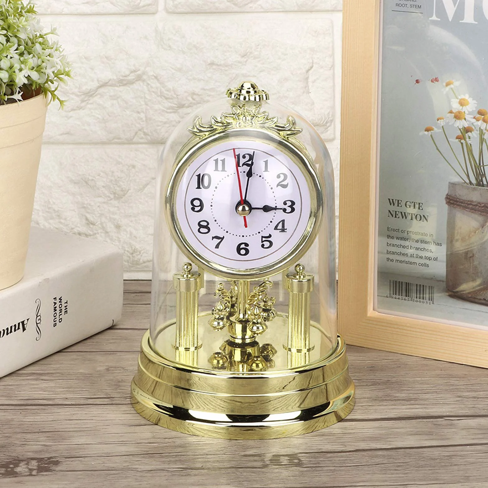 Reloj De Mesa, Estilo Retro Europeo, Reloj De Sala De Estar, Reloj De Mesa Silencioso Antiguo, Decoración del Hogar(Dorado)