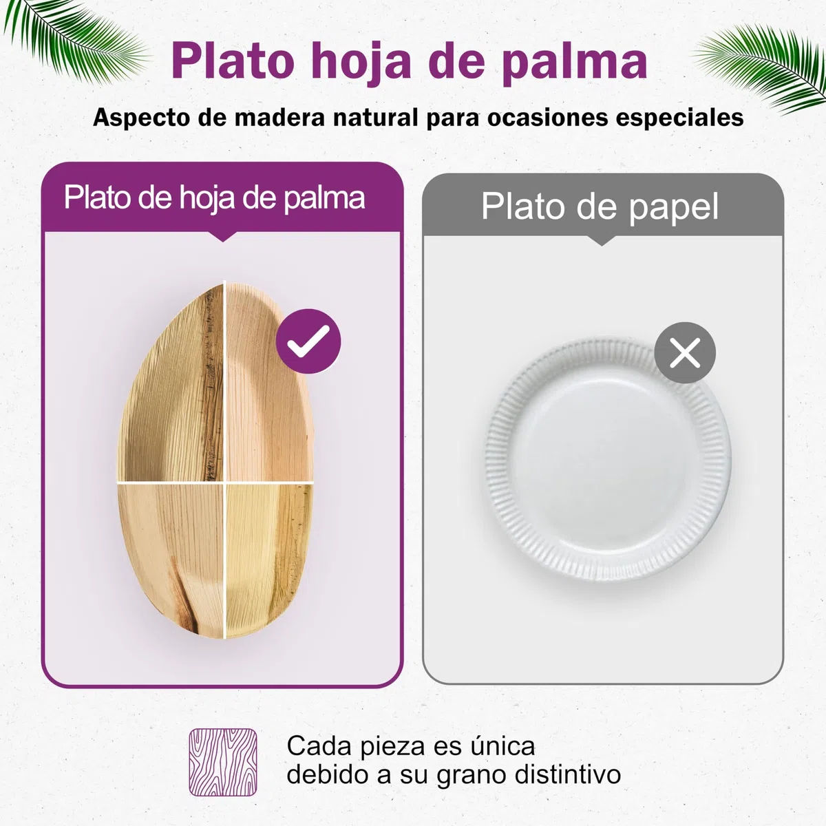 25 Platos Desechables de Hoja de Palma Orgánicos - Ovalado 25 cm - Vajilla Ecológica - Estable, Natural y Biodegradable - Elegantes para Fiestas - como Menaje de Bambu