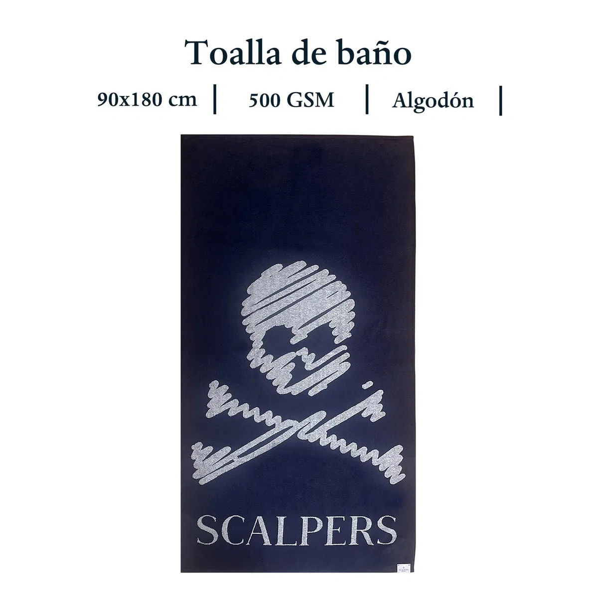 Scalpers Toalla de Playa 90x180cm 100% Algodón 500GSM Azul Marino con Logo Home