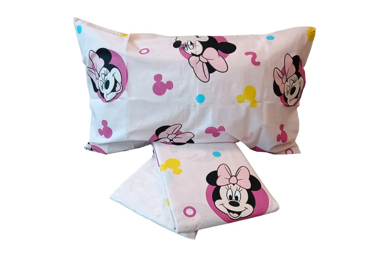 Minnie - Juego de sábanas Completo para Cama de Plaza y Media, sábana encimera, sábana Bajera Ajustable, Funda de Almohada, Color Rosa, Disney, 100% algodón, Producto Oficial
