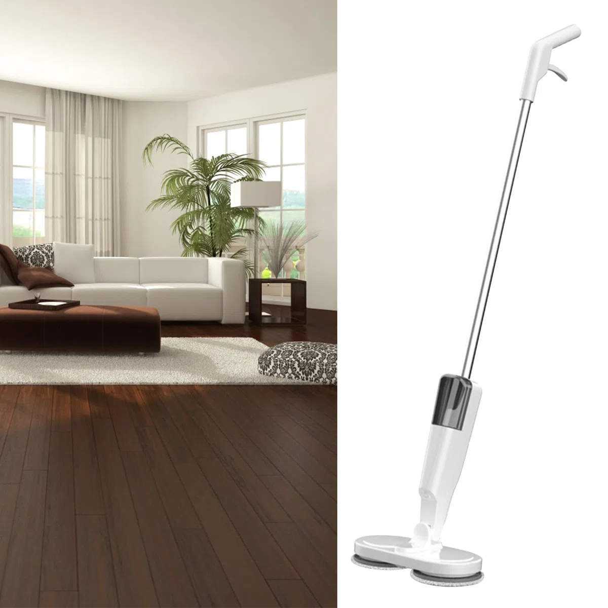 inalámbrico, trapeador eléctrico, trapeador eléctrico, trapeador eléctrico Recargable liviano liviano con rociador de Agua para Pisos de mármol de Madera Dura (44.2 x 11.3 x 5.5in,)