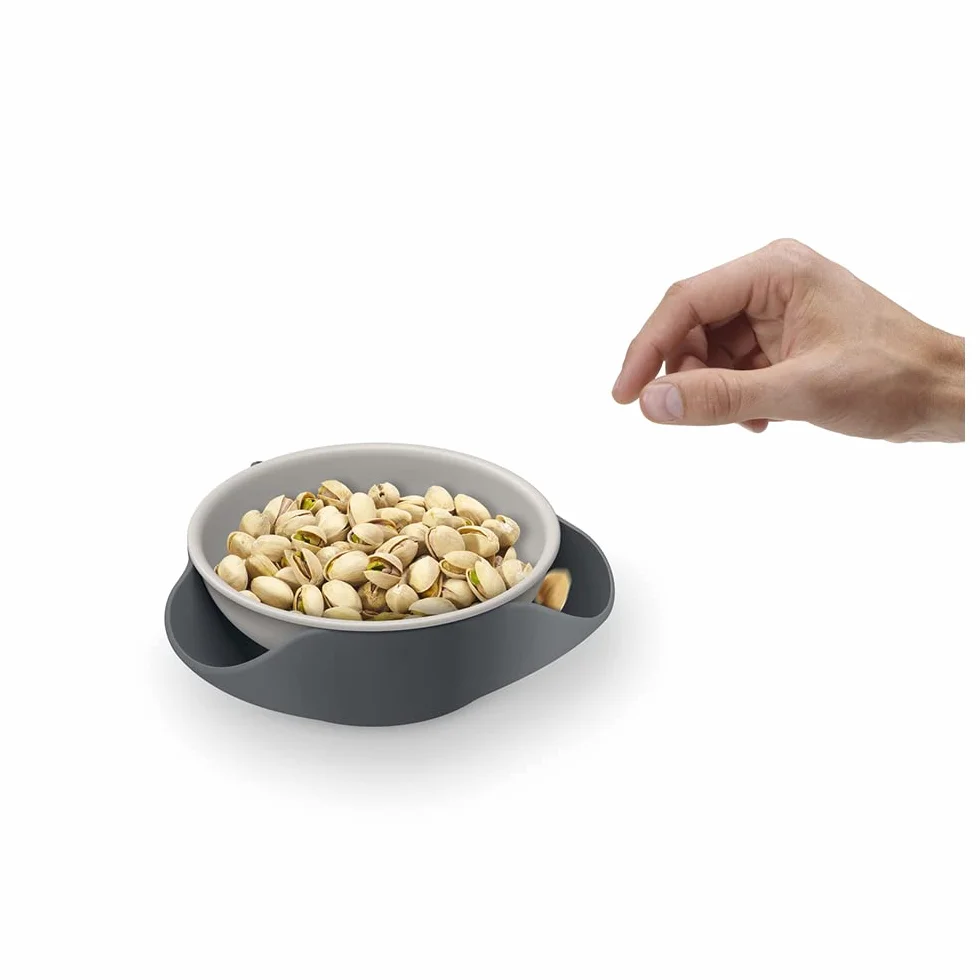 Joseph Joseph Double-Dish Cuenco de Servir con Compartimento para Desechos Alimentarios, Gris