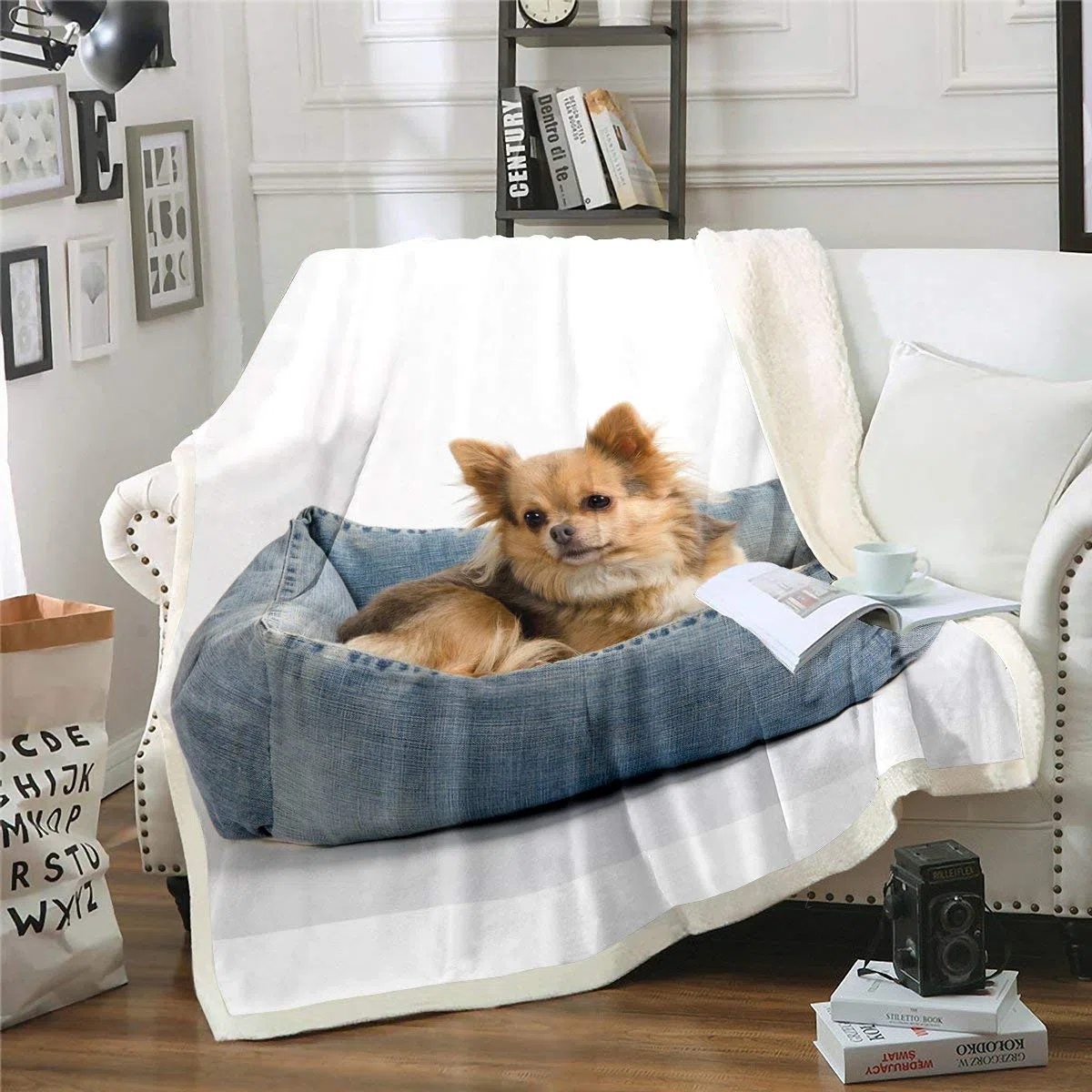 Manta de forro polar para perros con trineo para perros y niños, niñas, patrón 3D, manta de felpa, decoración de animales para la familia de mascotas, manta difusa para sofá cama, tamaño King de 87 x